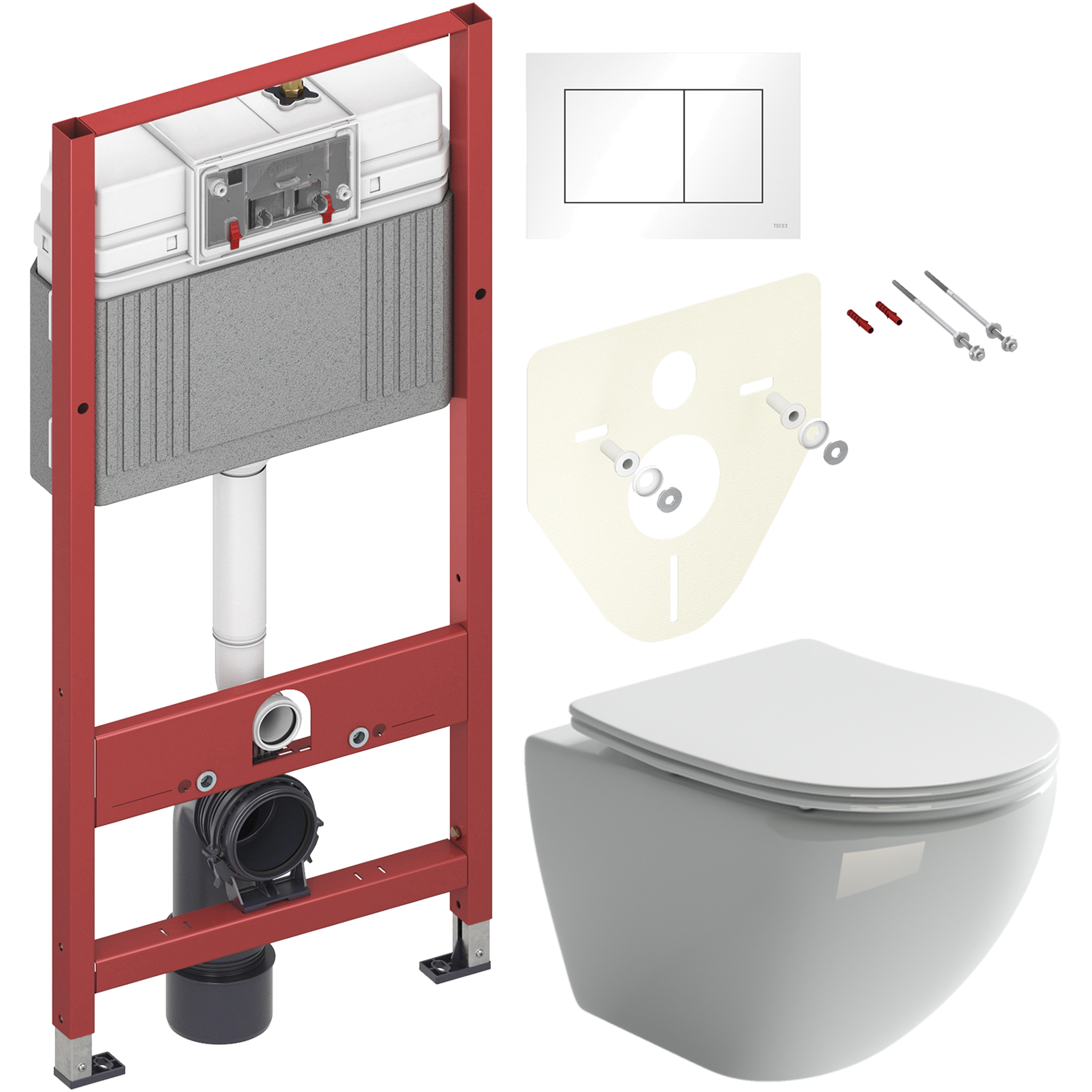 Комплект 2 в 1 Унитаз подвесной Ceramicanova Metropol CN4002 + Инсталляция с кнопкой TECE Base 9400413