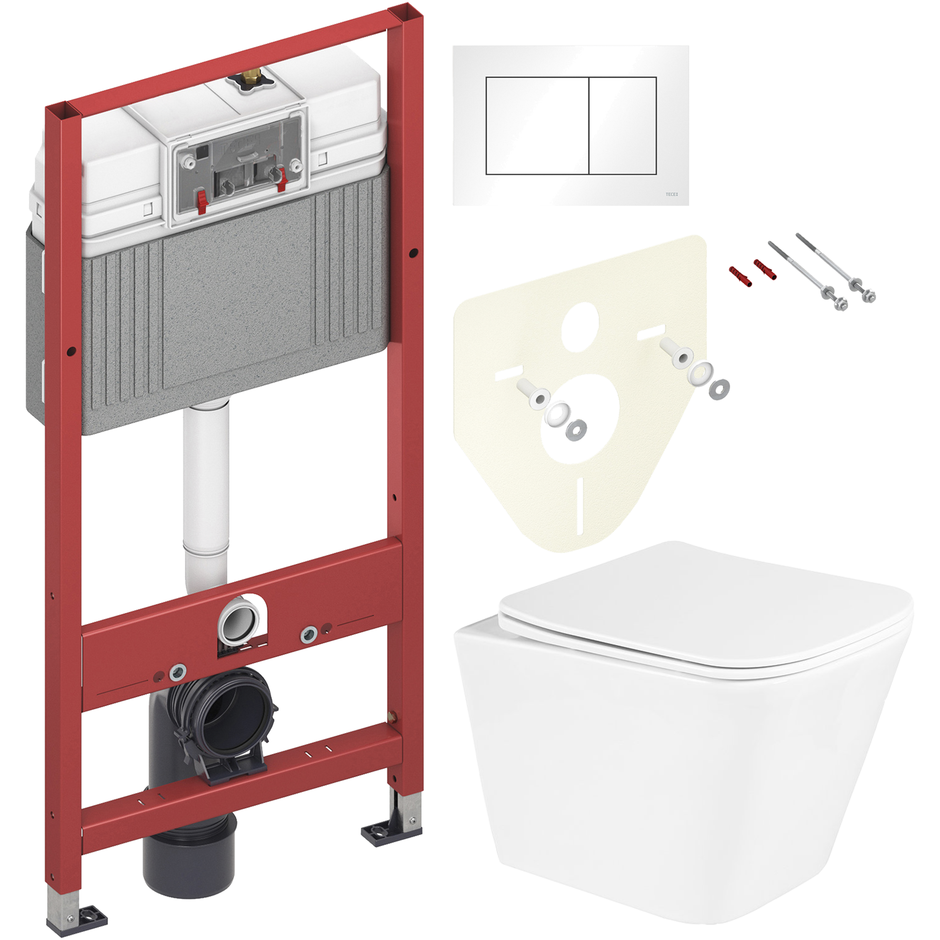 Комплект 2 в 1 Унитаз подвесной BelBagno Due BB3103CHR/SC + Инсталляция с кнопкой TECE Base 9400413