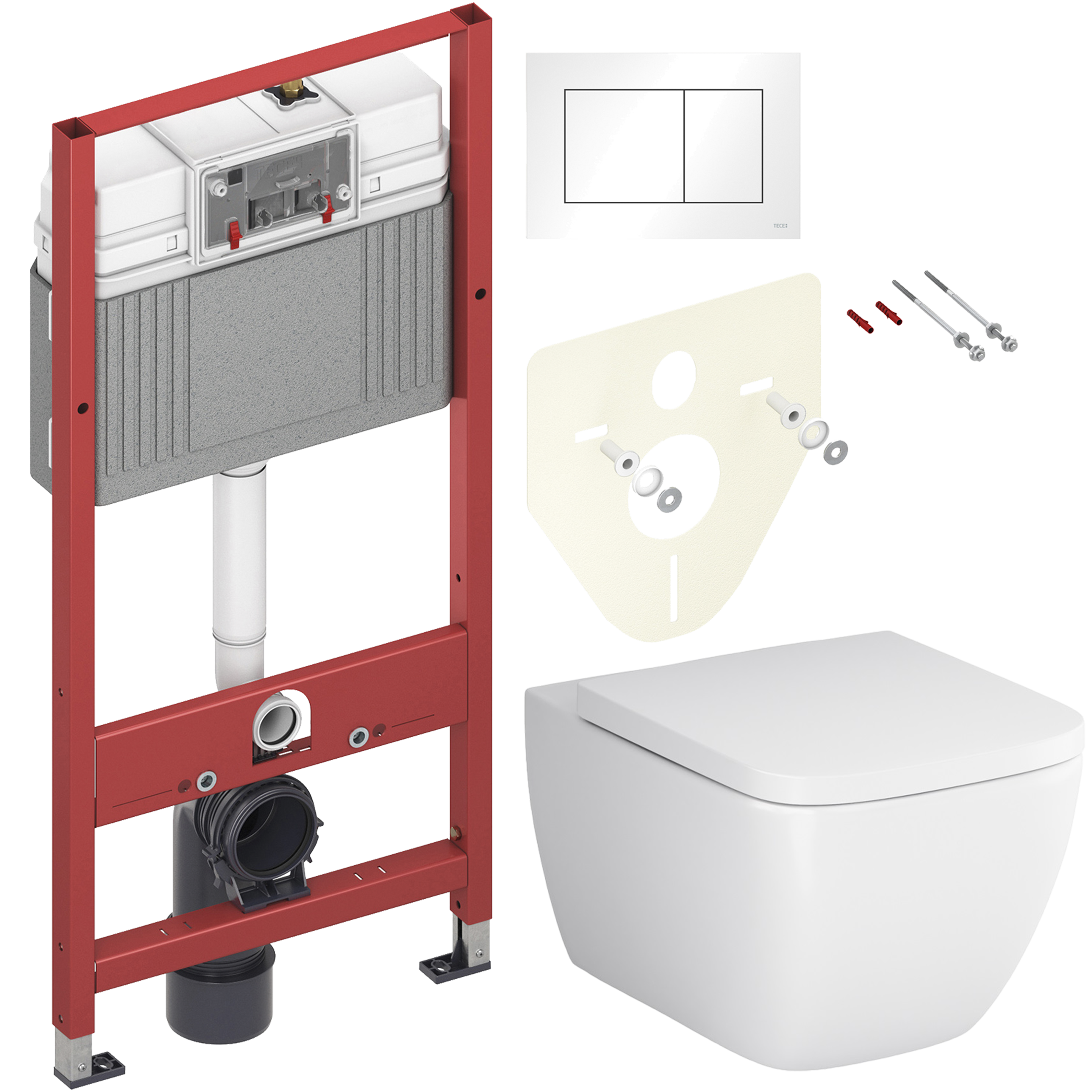 Комплект 2 в 1 Унитаз подвесной AM.PM Gem C901701SC + Инсталляция с кнопкой TECE Base 9400413