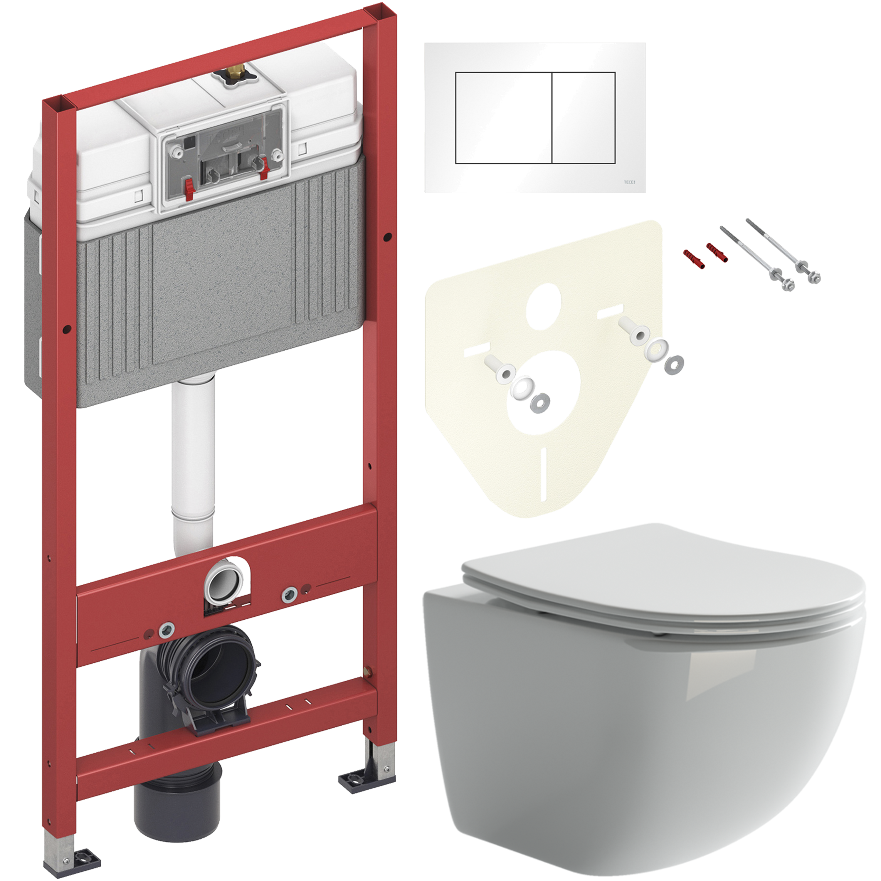 Комплект 2 в 1 Унитаз подвесной Ceramicanova Forma CN3009 + Инсталляция с кнопкой TECE Base 9400413