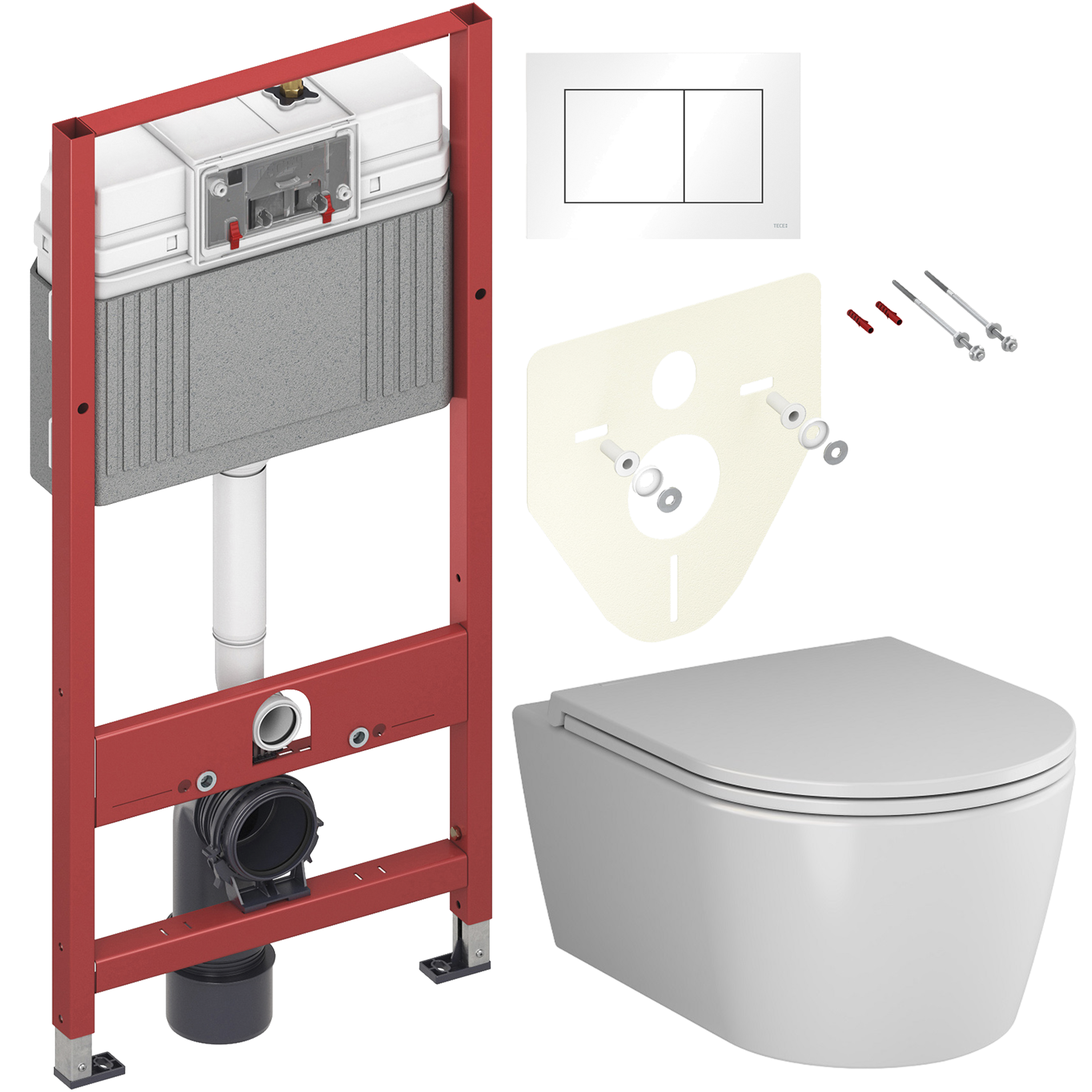 Комплект 2 в 1 Унитаз подвесной AM.PM Func C8F1700SC + Инсталляция с кнопкой TECE Base 9400413