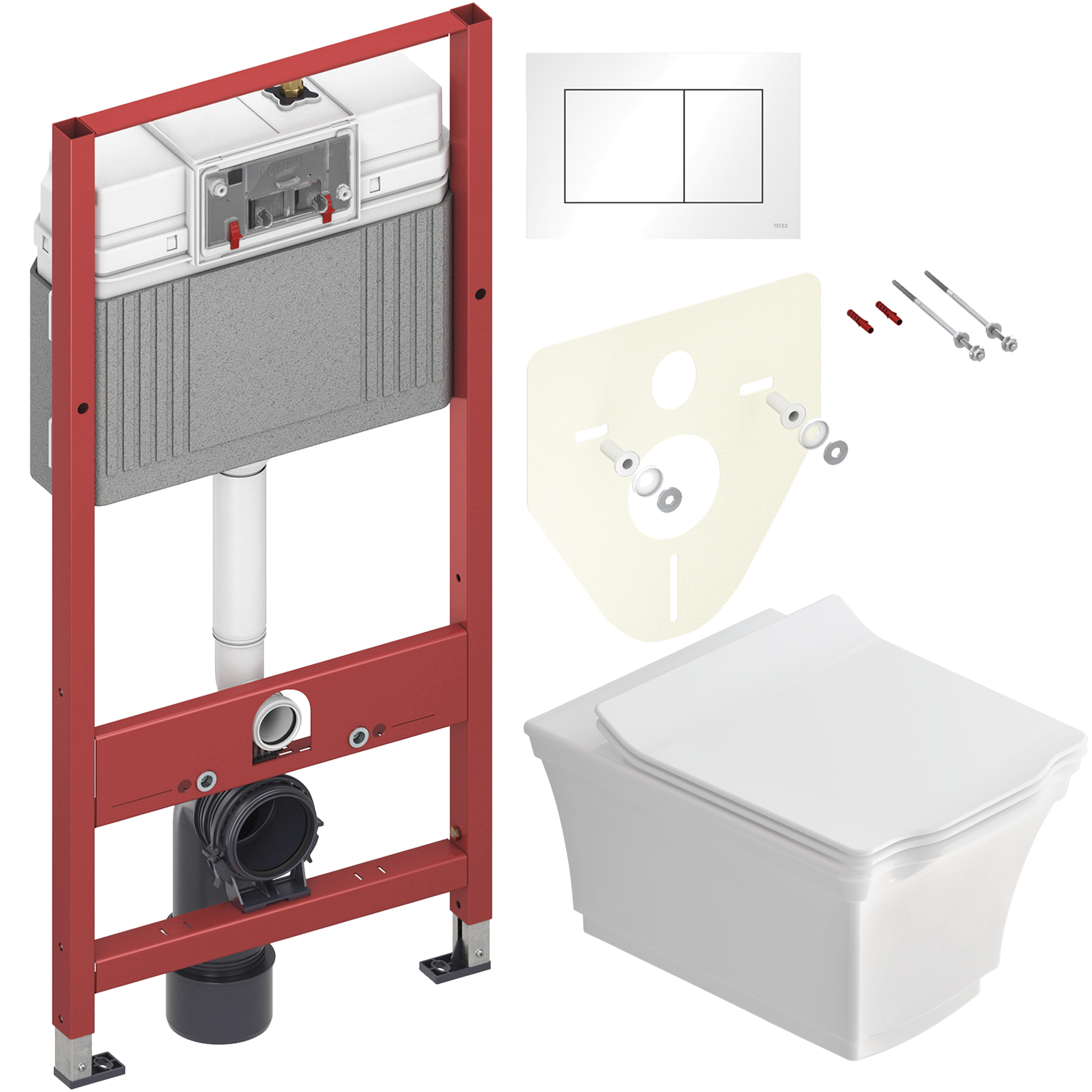 Комплект 2 в 1 Унитаз подвесной STWORKI Хадстен SETK3304-0616-001-1-6000 + Инсталляция с кнопкой TECE Base 9400413 цвет белый