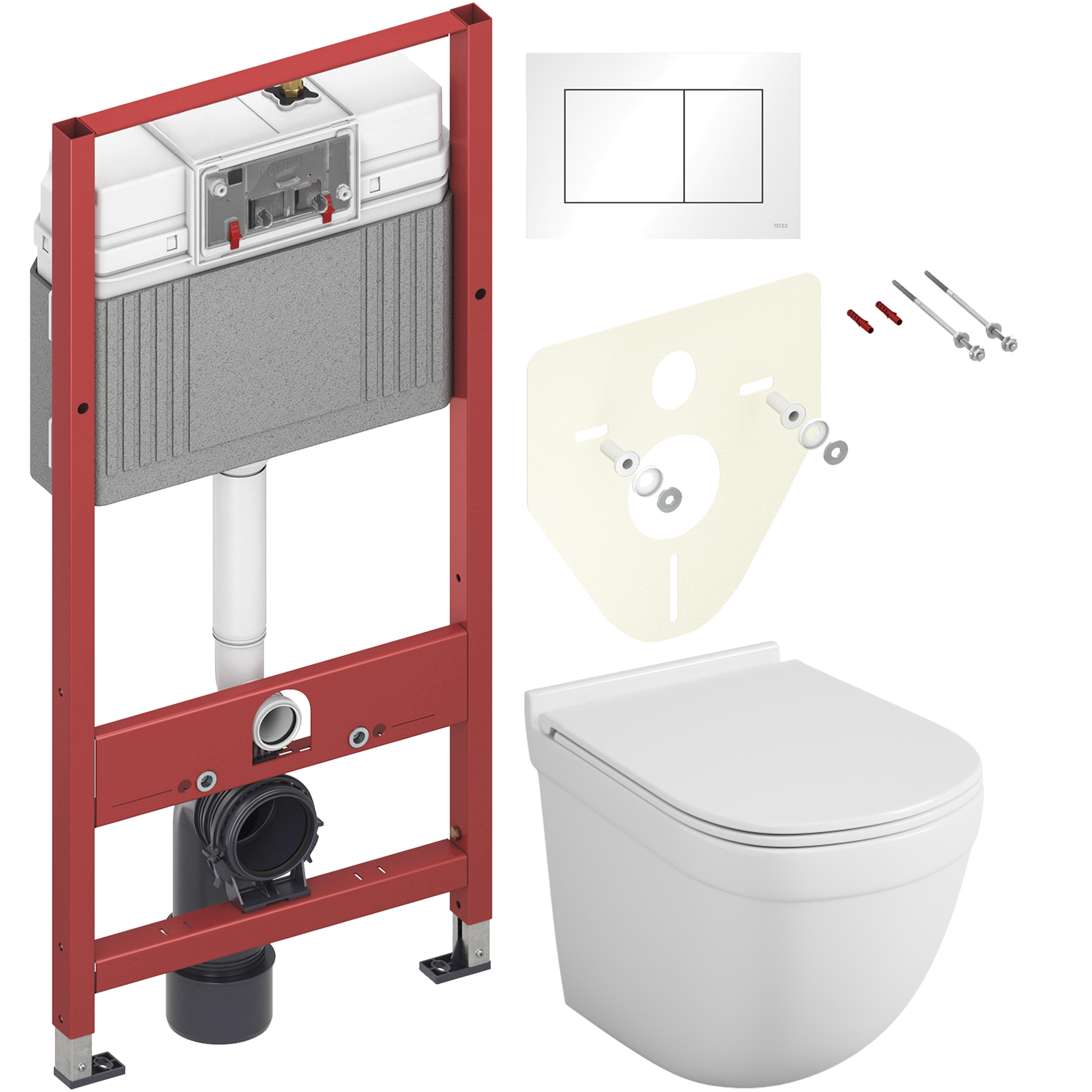 Комплект 2 в 1 Унитаз подвесной Owl 1975 Eld TOWLT190101 + Инсталляция с кнопкой TECE Base 9400413