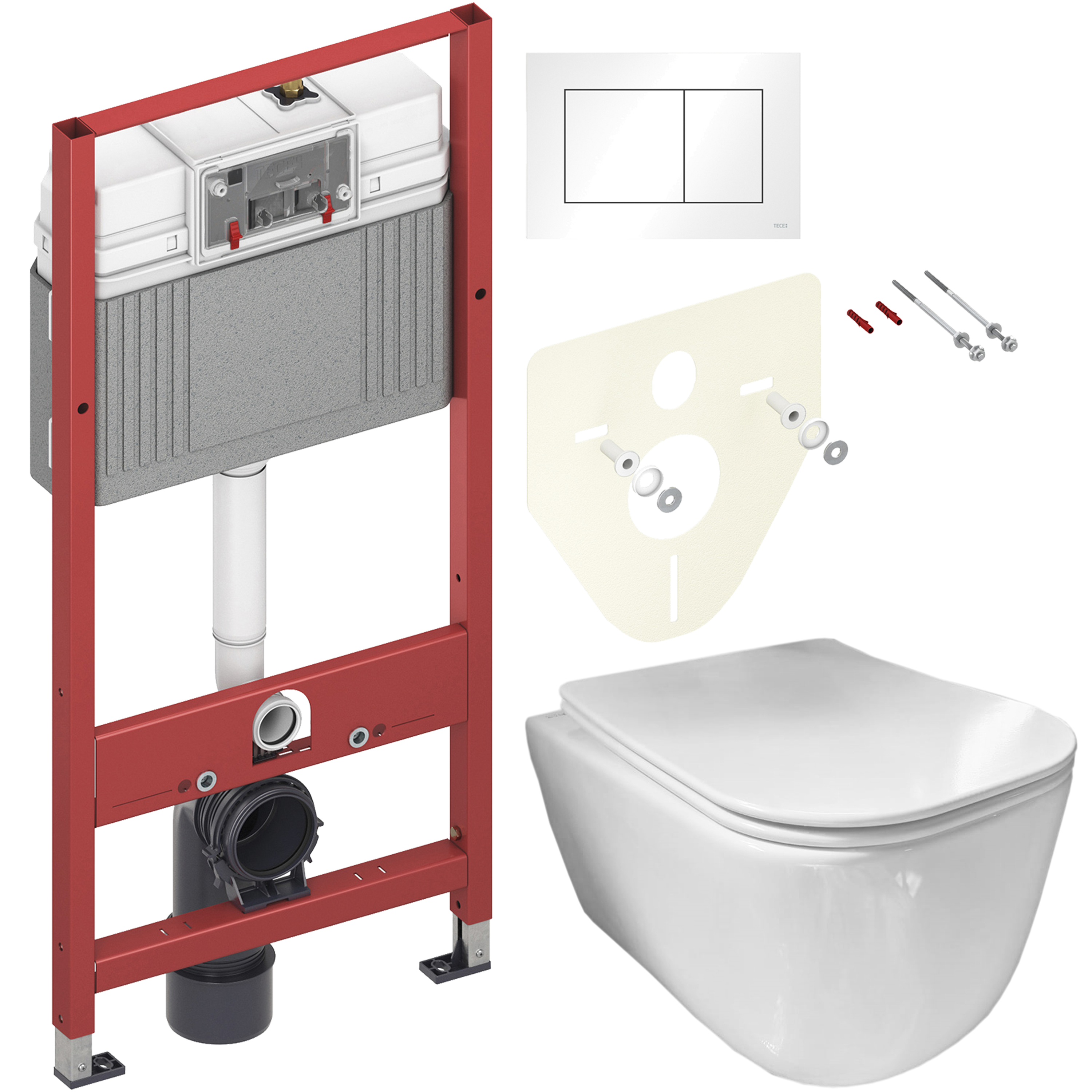 Комплект 2 в 1 Унитаз подвесной Ceramicanova New Day CN3005 + Инсталляция с кнопкой TECE Base 9400413