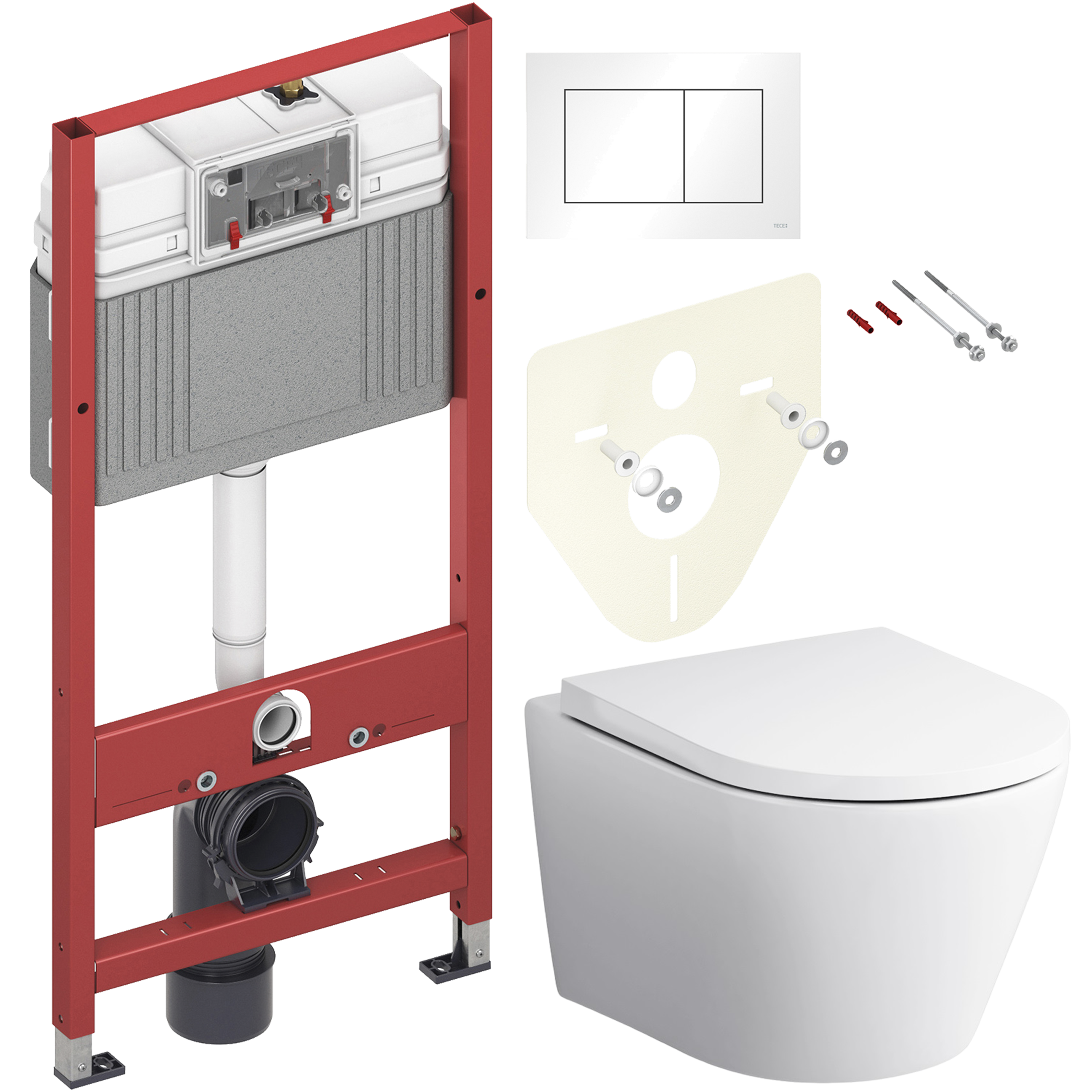 Комплект 2 в 1 Унитаз подвесной AM.PM Sense C741701SC + Инсталляция с кнопкой TECE Base 9400413