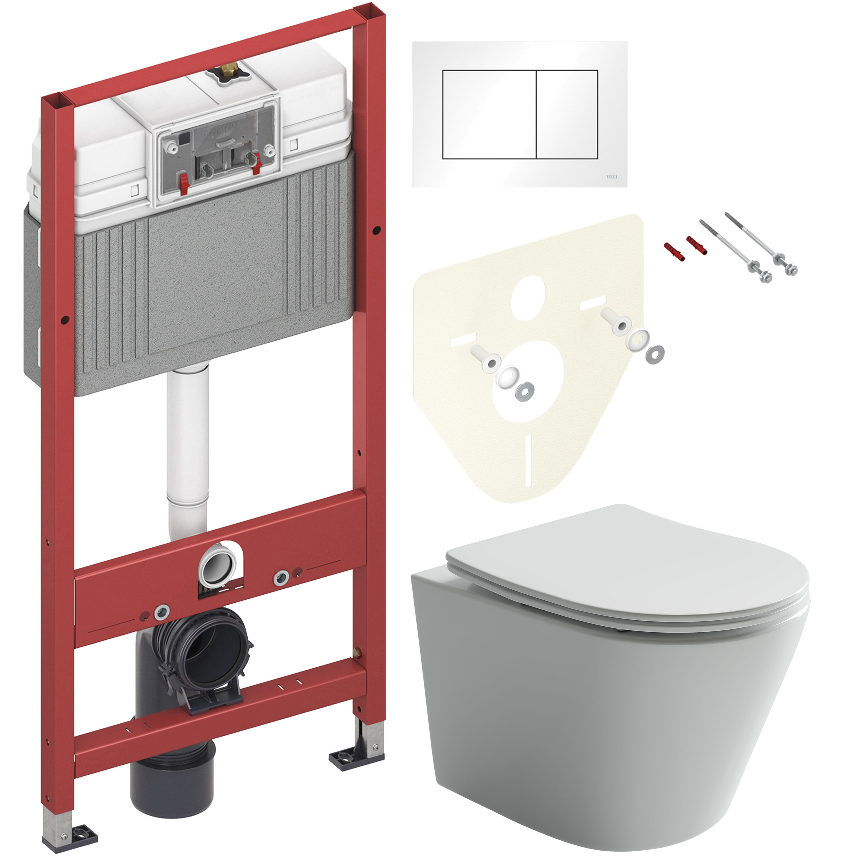Комплект 2 в 1 Унитаз подвесной Ceramicanova Balearica CN6000 + Инсталляция с кнопкой TECE Base 9400413