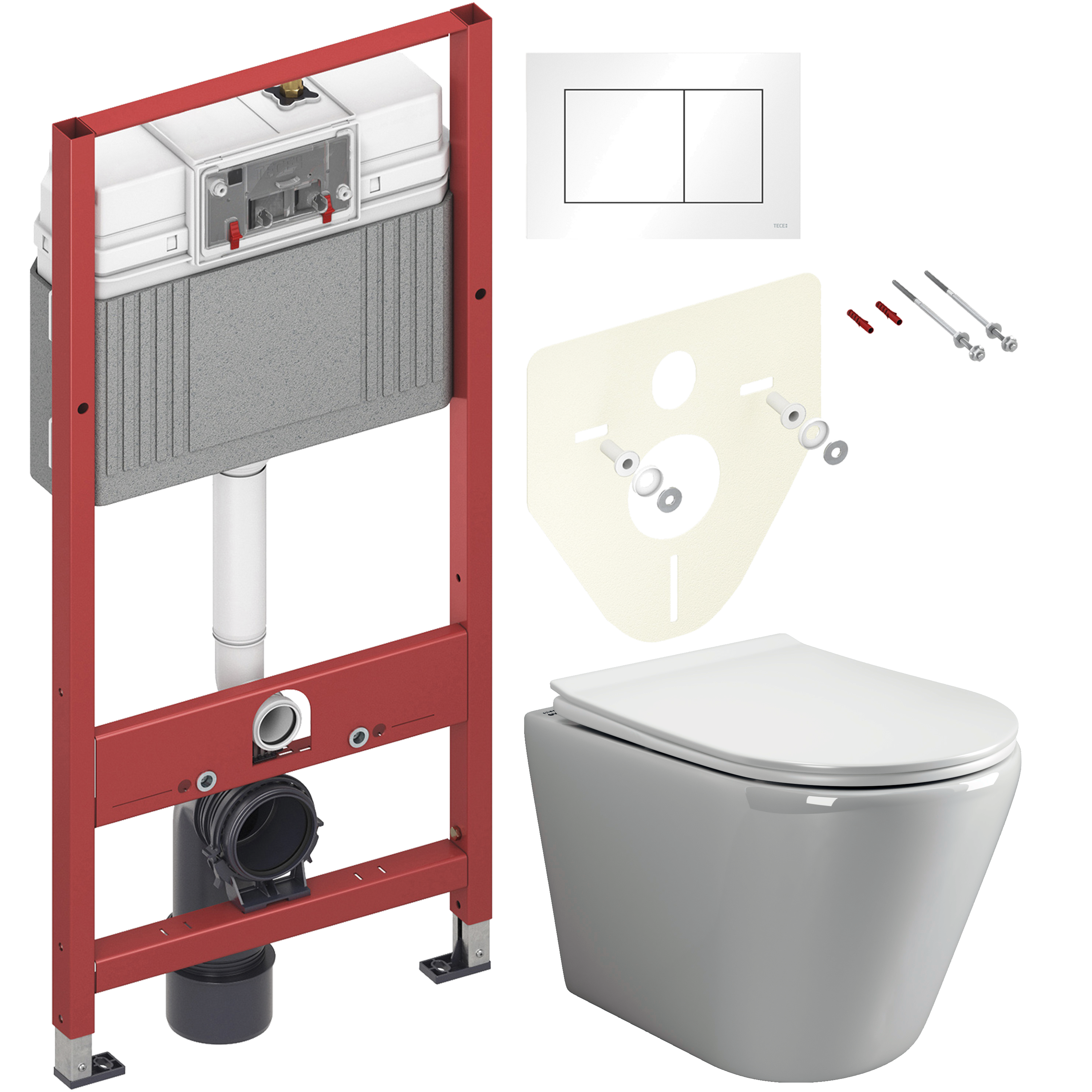 Комплект 2 в 1 Унитаз подвесной Ceramicanova Highlight Rimless CN1804 + Инсталляция с кнопкой TECE Base 9400413