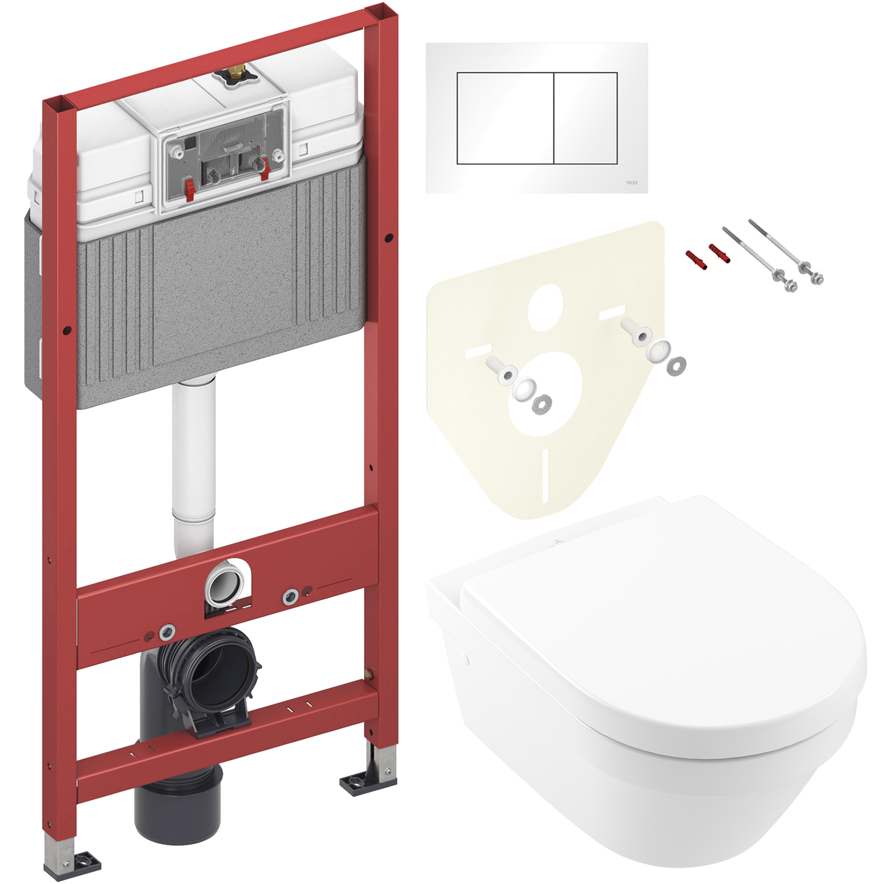 Комплект 2 в 1 Унитаз подвесной Villeroy & Boch Architectura 4694HR01 + Инсталляция с кнопкой TECE Base 9400413