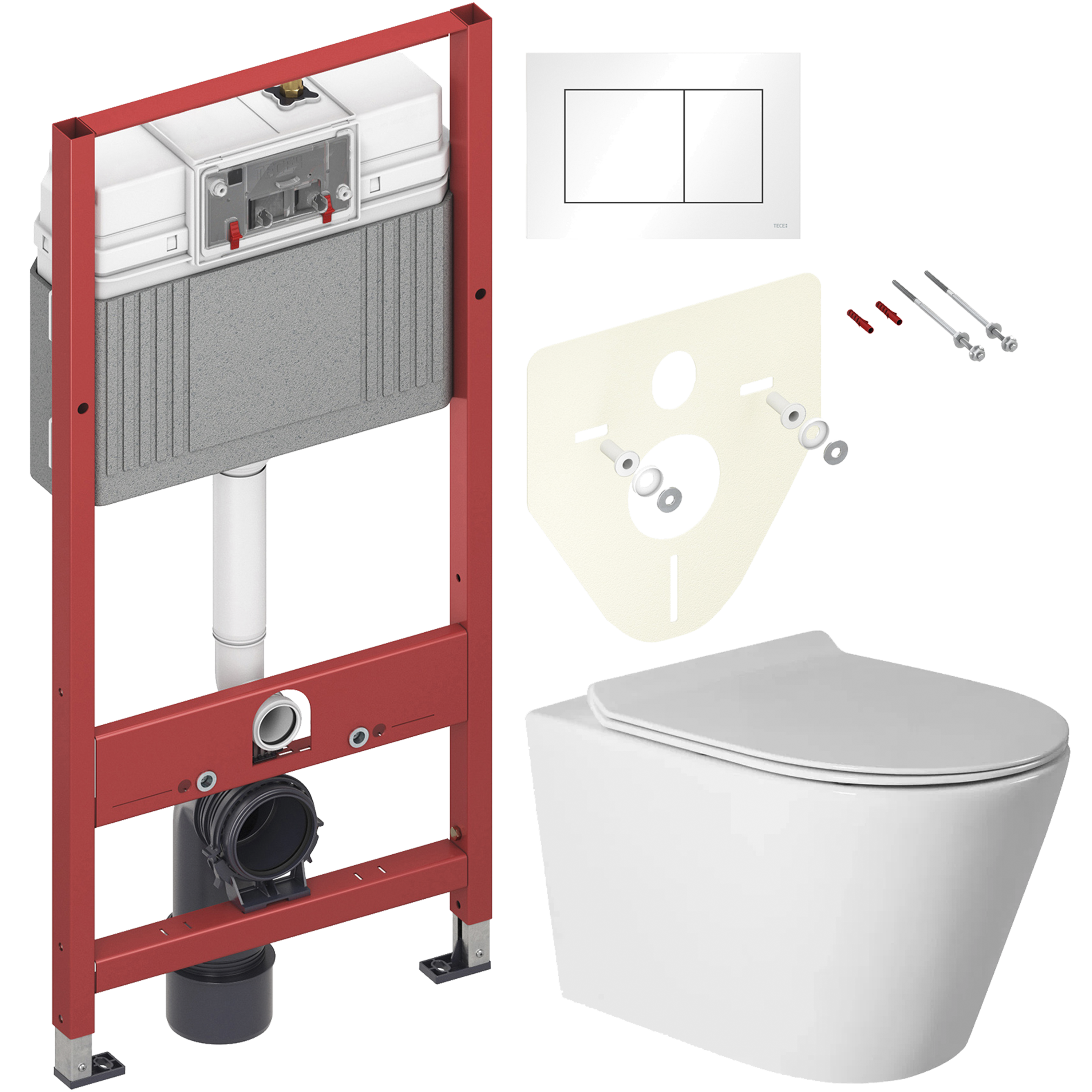 Комплект 2 в 1 Унитаз подвесной BOND Oval F03-10 + Инсталляция с кнопкой TECE Base 9400413