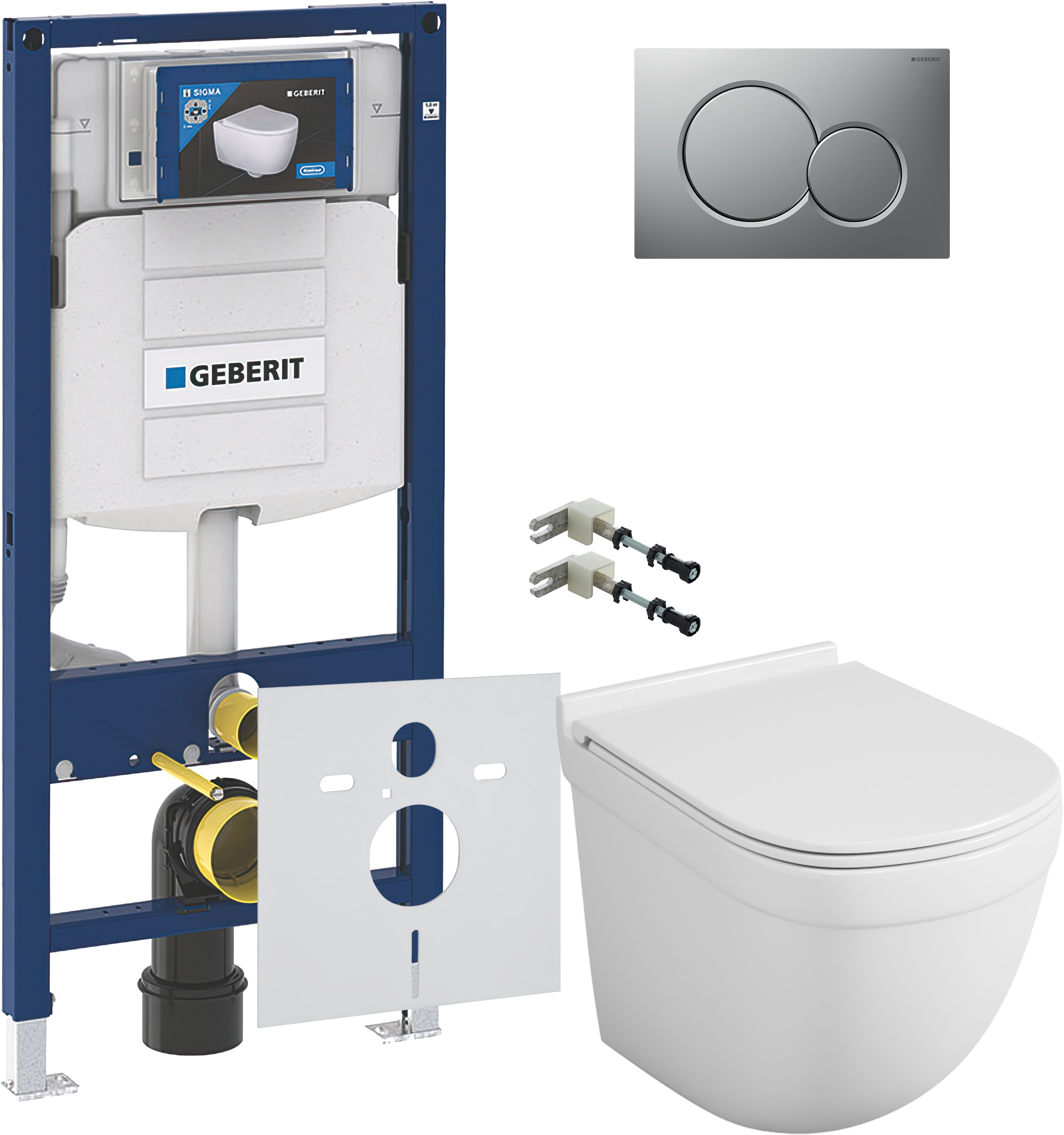 Комплект 5 в 1 Унитаз подвесной Owl 1975 Eld TOWLT190101 + Крепления Geberit Duofix 111.815.00.1 + Звукоизоляция 156.050.00.1 + Инсталляция 111.300.00.5 + Кнопка Sigma 01 115.770.JQ.5