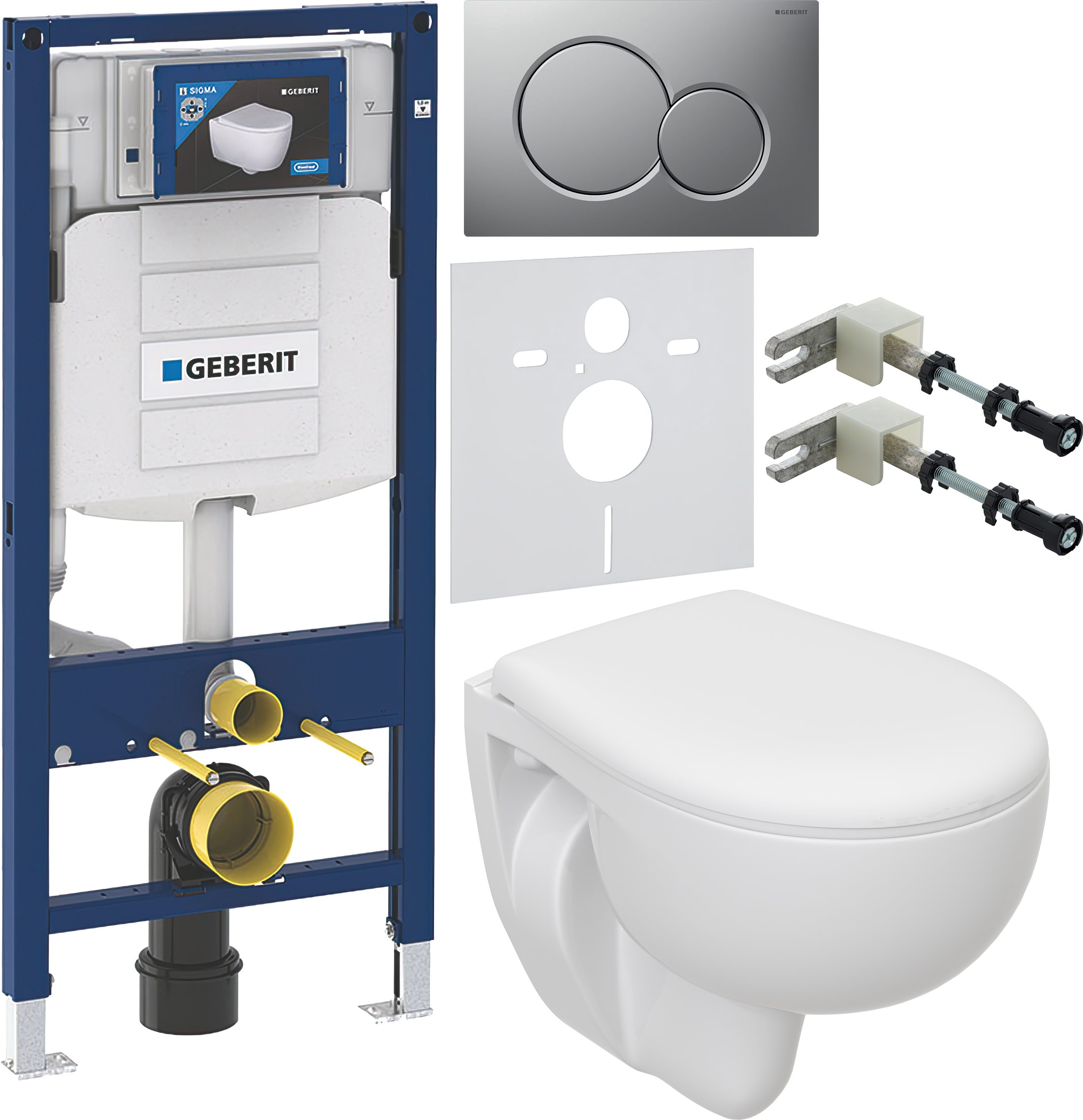 Комплект 6 в 1 Унитаз подвесной Seramiksan Natura A051041H + Сиденье AG50002 + Инсталляция Geberit Duofix UP 320 111.300.00.5 (111.950.00.6) + Кнопка Sigma 01 115.770.JQ.5 цвет матовый хром + Крепления 111.815.00.1 к стене + Звукоизоляция 156.050.00.1