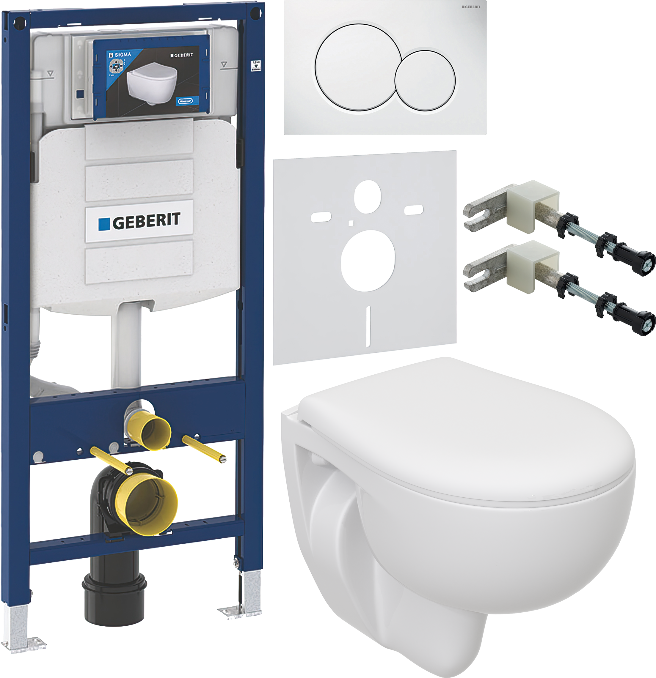 Комплект 6 в 1 Унитаз подвесной Seramiksan Natura A051041H + Сиденье AG50002 + Инсталляция Geberit Duofix UP 320 111.300.00.5 (111.950.00.6) + Кнопка Sigma 01 115.770.11.5 цвет белый + Крепления 111.815.00.1 к стене + Звукоизоляция 156.050.00.1