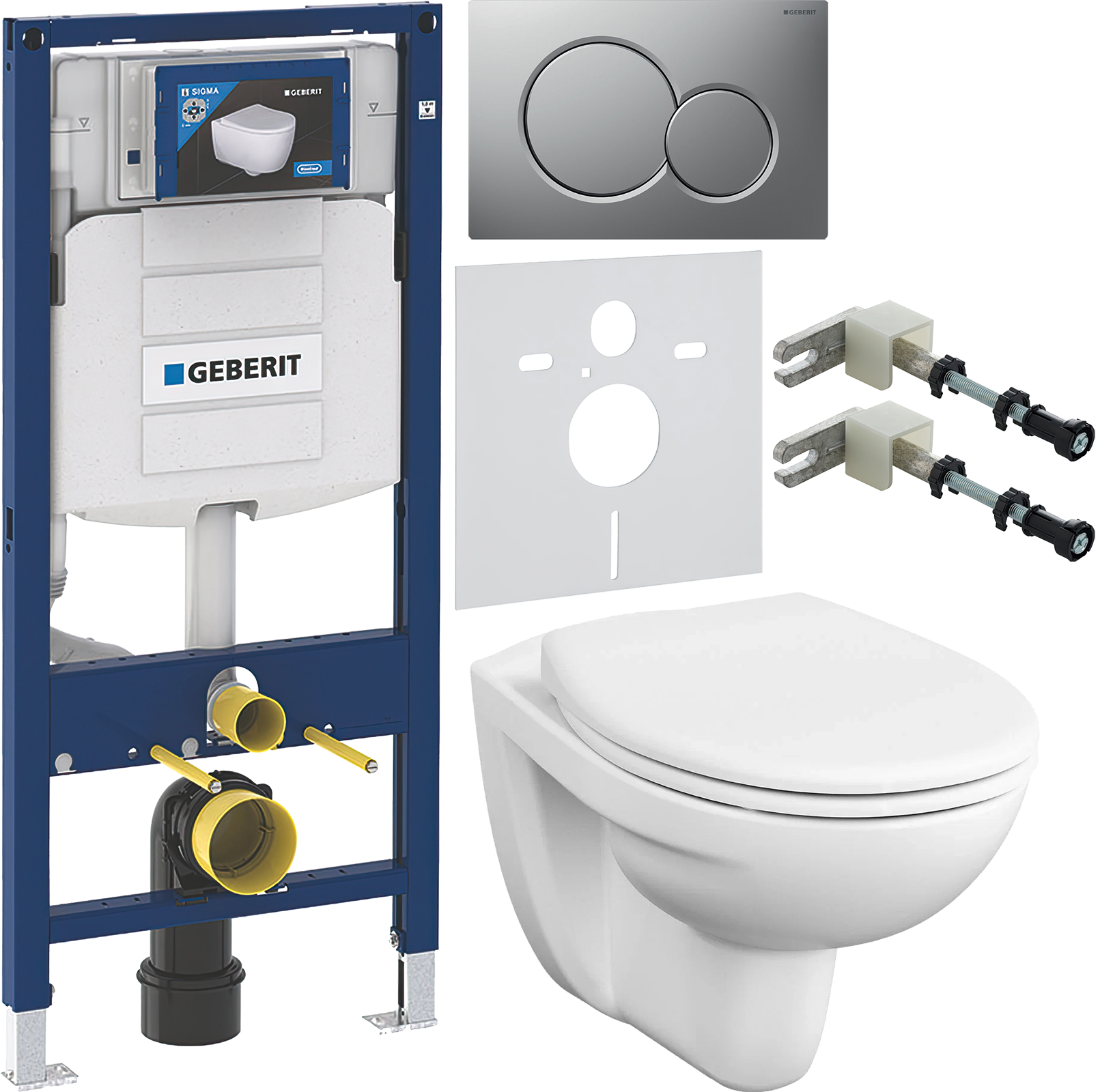 Комплект 6 в 1 Унитаз подвесной VitrA S10 7855B003-0075 + Сиденье S20 84-003-019 с микролифтом, петли хром + Инсталляция Geberit Duofix UP 320 111.300.00.5 (111.950.00.6) + Кнопка Sigma 01 115.770.JQ.5 цвет матовый хром + Крепления 111.815.00.1 к стене +