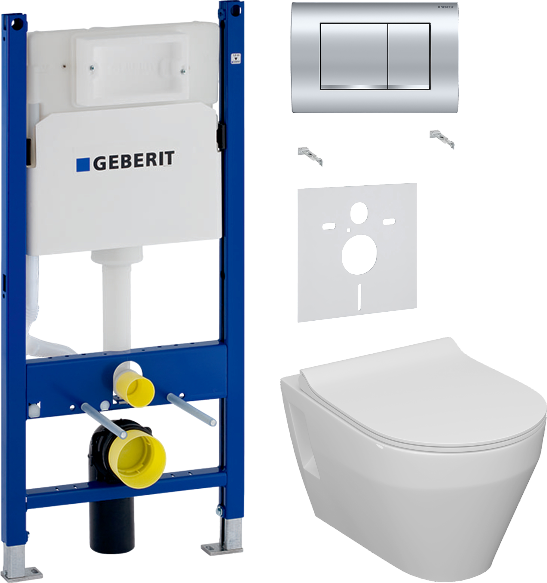 Комплект 3 в 1 Унитаз подвесной Керамин Бари Slim МЛ CDB00022778 + Звукоизоляция Geberit 156.050.00.1 + Инсталляция с кнопкой Duofix Delta 458.163.21.1 цвет хром