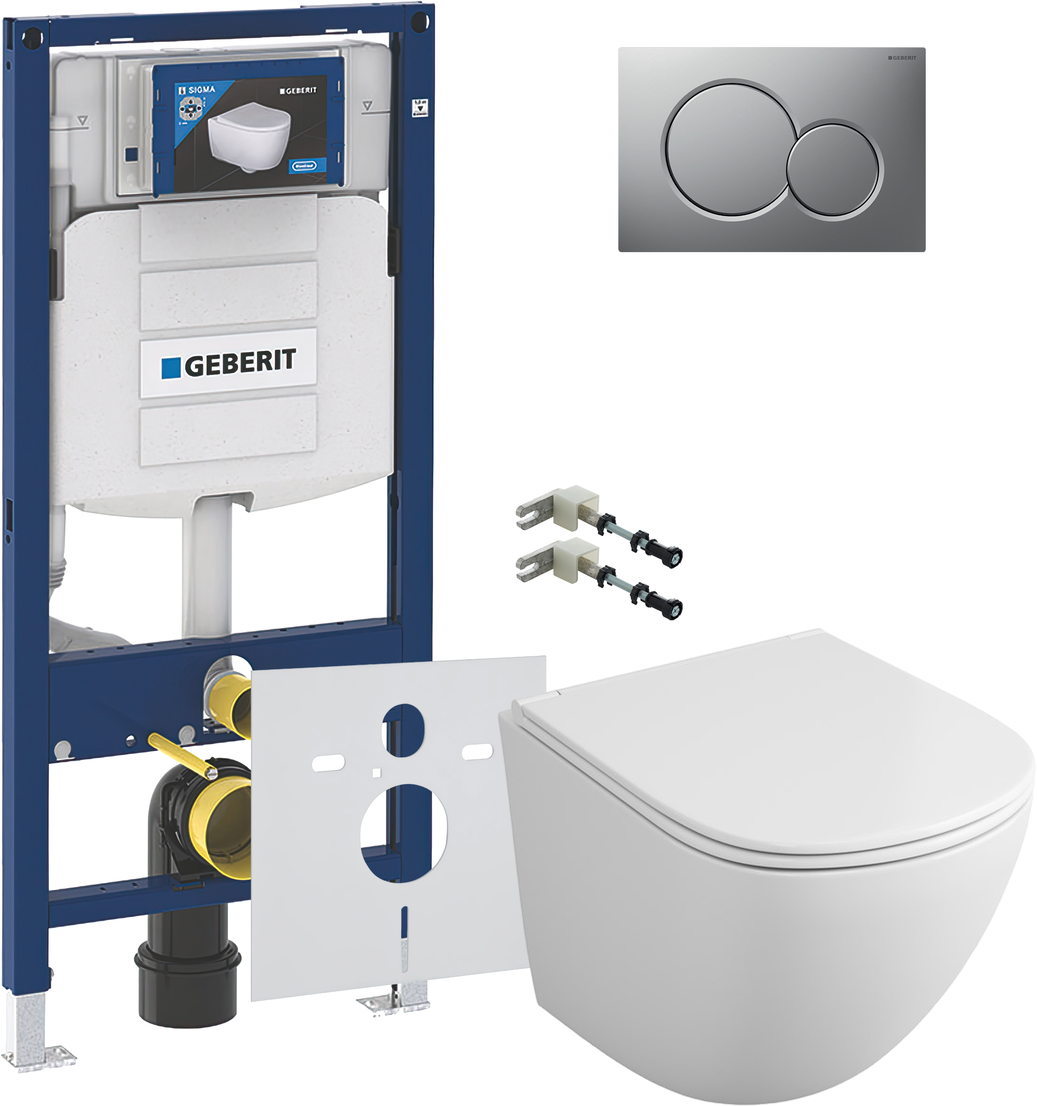 Комплект 5 в 1 Унитаз подвесной Owl 1975 Vind TOWLT190302 + Крепления Geberit Duofix 111.815.00.1 + Звукоизоляция 156.050.00.1 + Инсталляция 111.300.00.5 + Кнопка Sigma 01 115.770.JQ.5