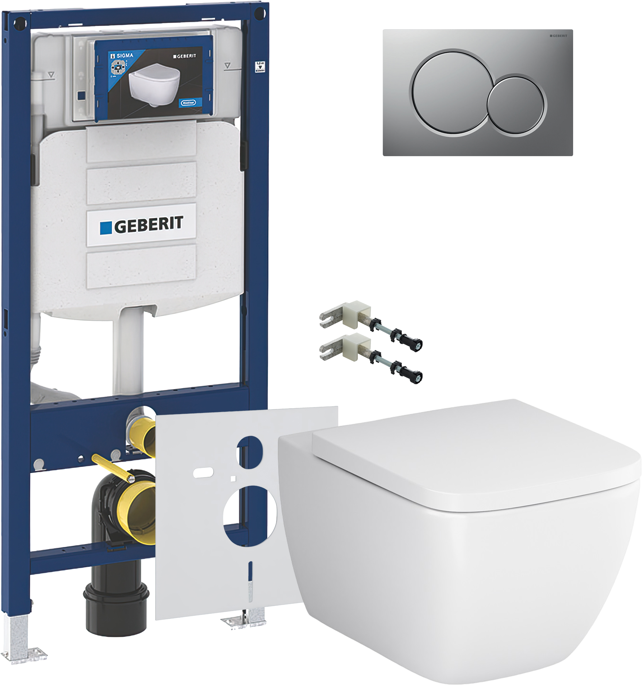 Комплект 5 в 1 Унитаз подвесной AM.PM Gem C901701SC + Крепления Geberit Duofix 111.815.00.1 к стене + Инсталляция UP 320 111.300.00.5 (111.950.00.6) + Кнопка Sigma 01 115.770.JQ.5 цвет матовый хром + Звукоизоляция 156.050.00.1