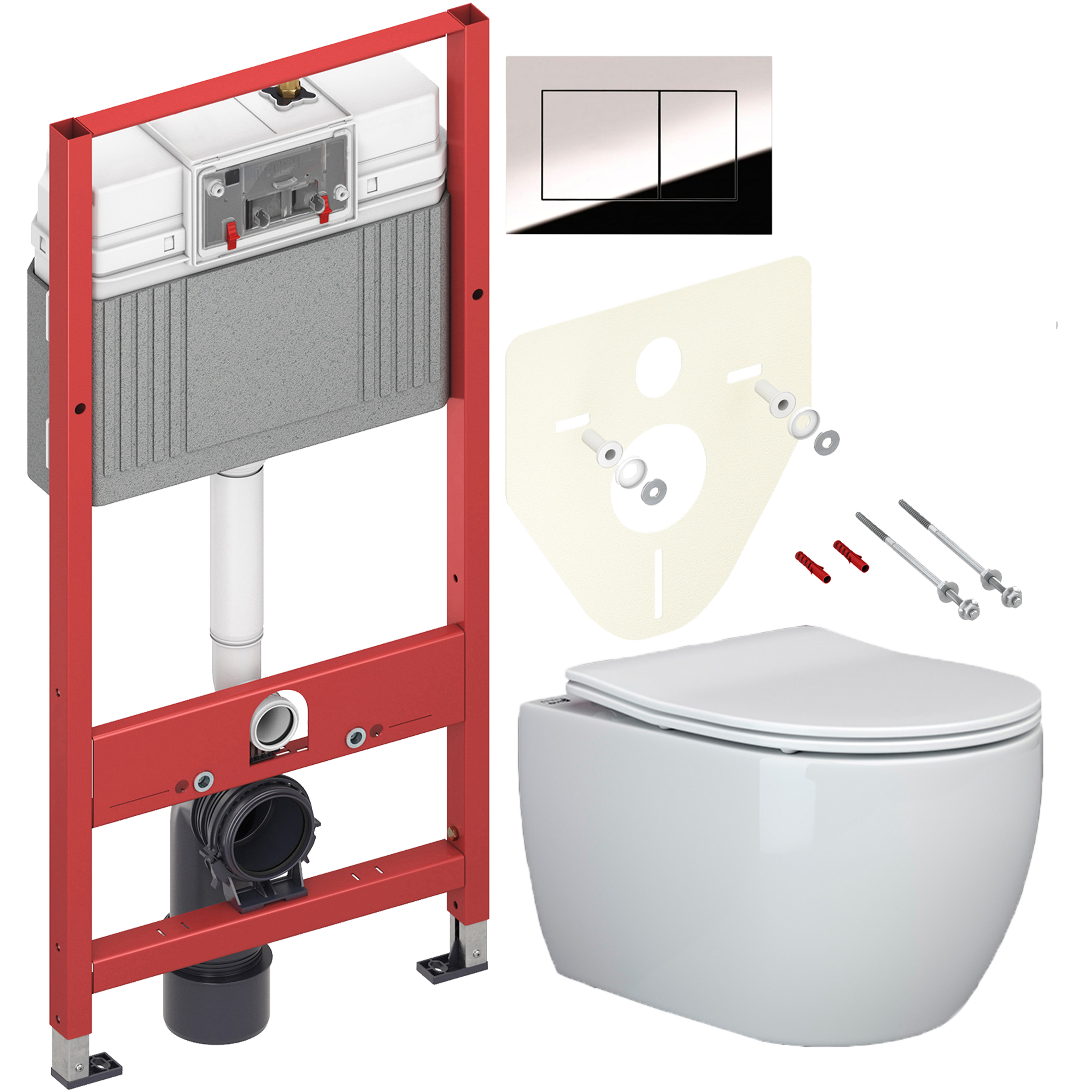 Комплект 2 в 1 Унитаз подвесной Ceramicanova Play CN3001 + Инсталляция с кнопкой TECE Now 9400412