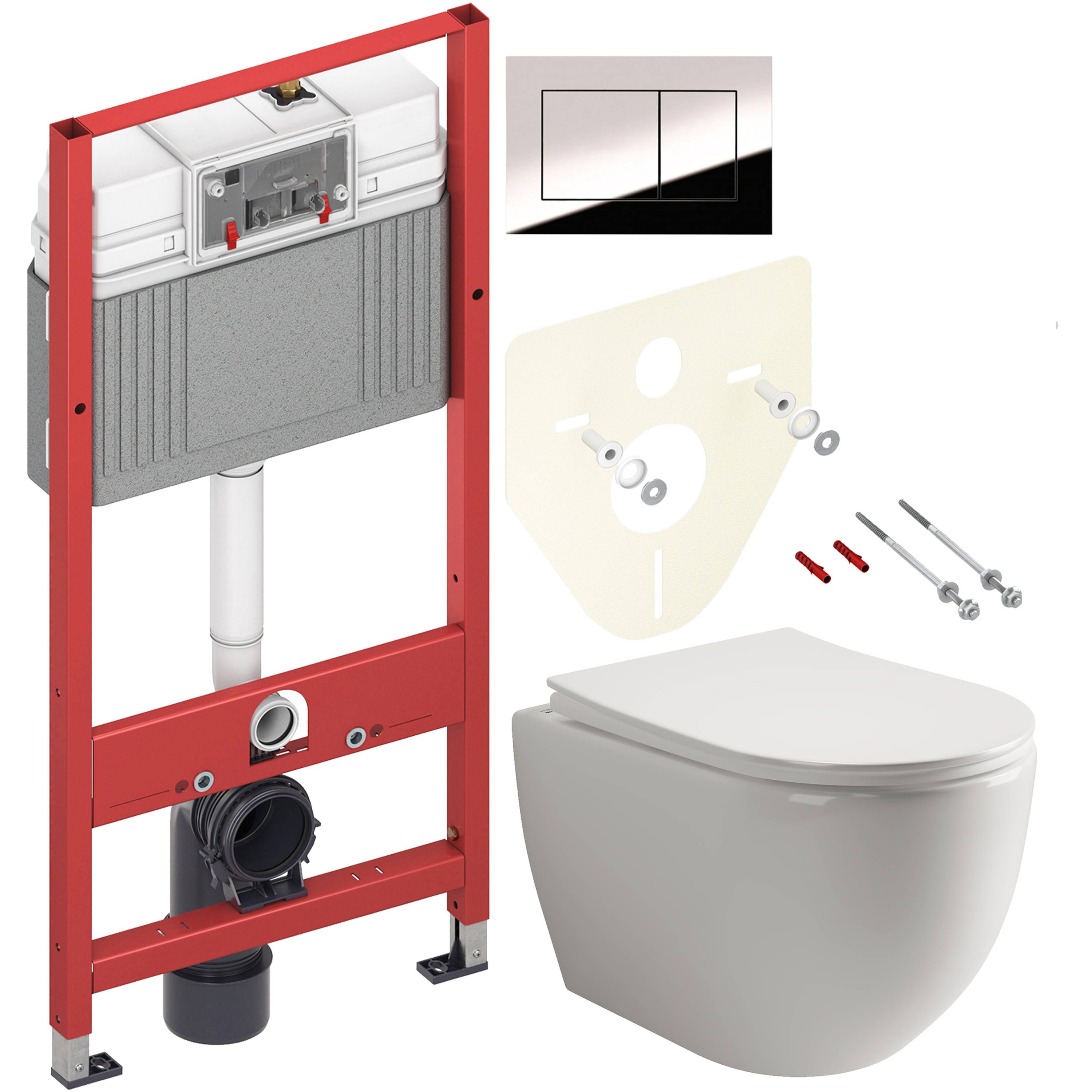 Комплект 2 в 1 Унитаз подвесной Ceramicanova Mia CN1805 + Инсталляция с кнопкой TECE Now 9400412