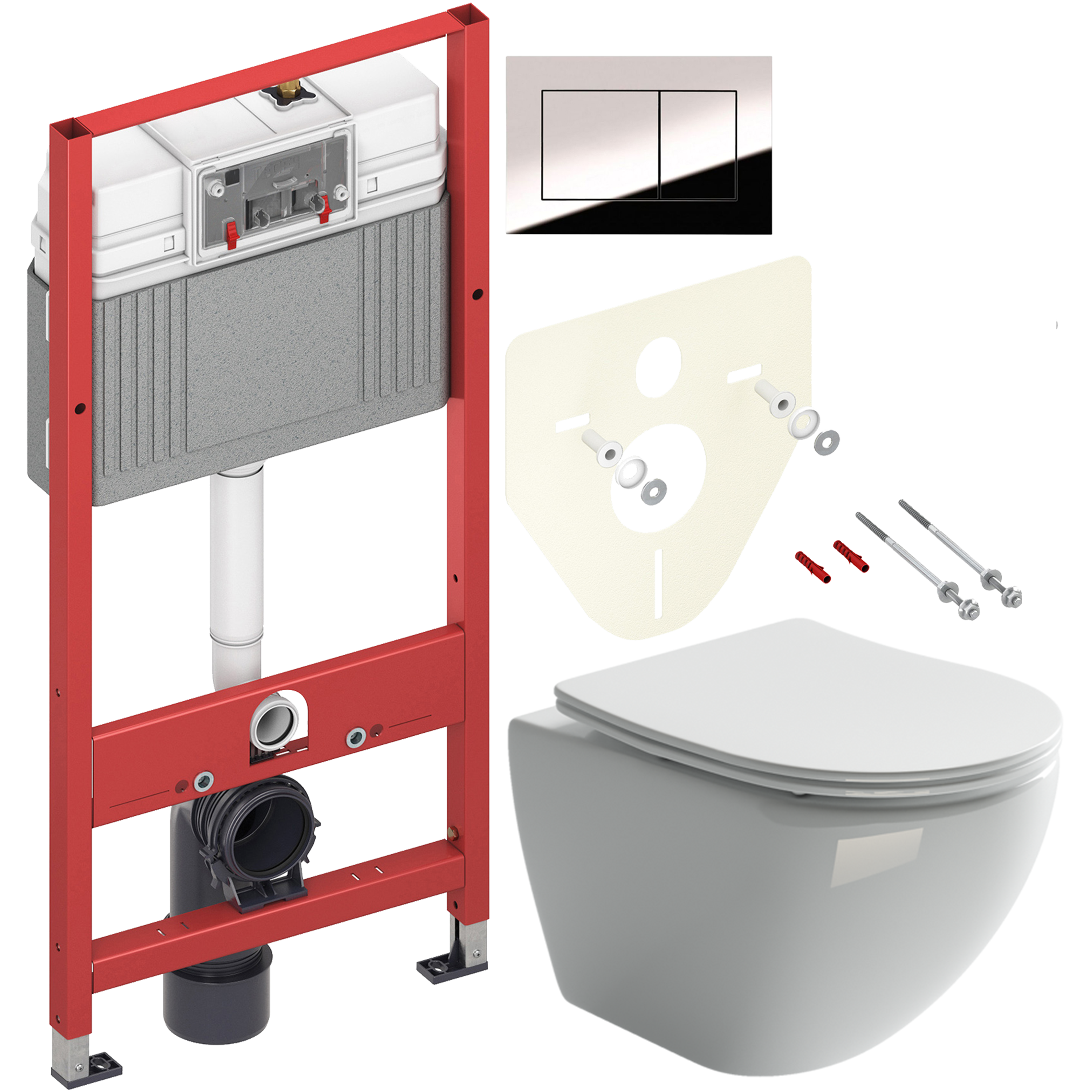 Комплект 2 в 1 Унитаз подвесной Ceramicanova Metropol CN4002 + Инсталляция с кнопкой TECE Now 9400412