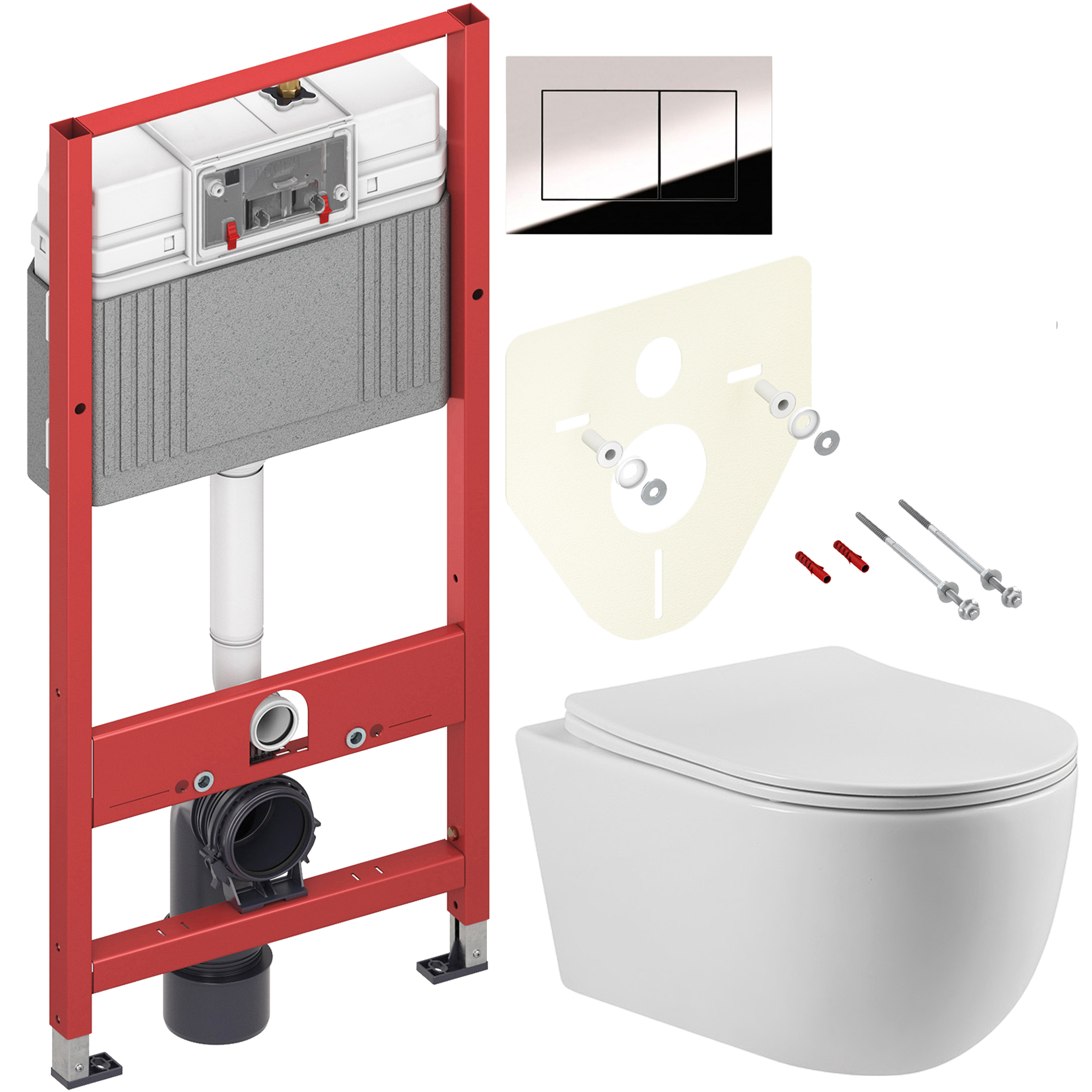 Комплект 2 в 1 Унитаз подвесной BOND Oval F10-10 + Инсталляция с кнопкой TECE Now 9400412