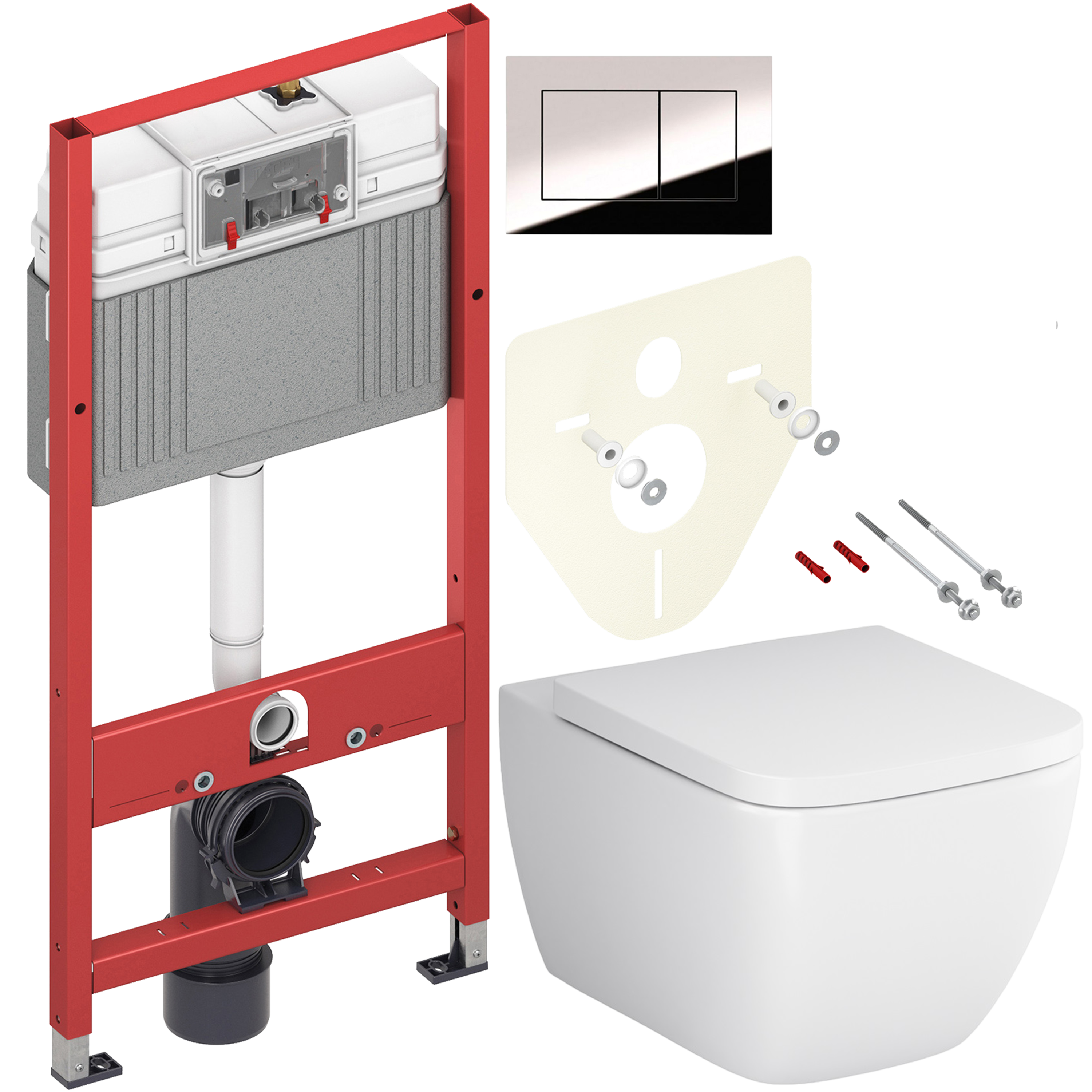 Комплект 2 в 1 Унитаз подвесной AM.PM Gem C901701SC + Инсталляция с кнопкой TECE Now 9400412