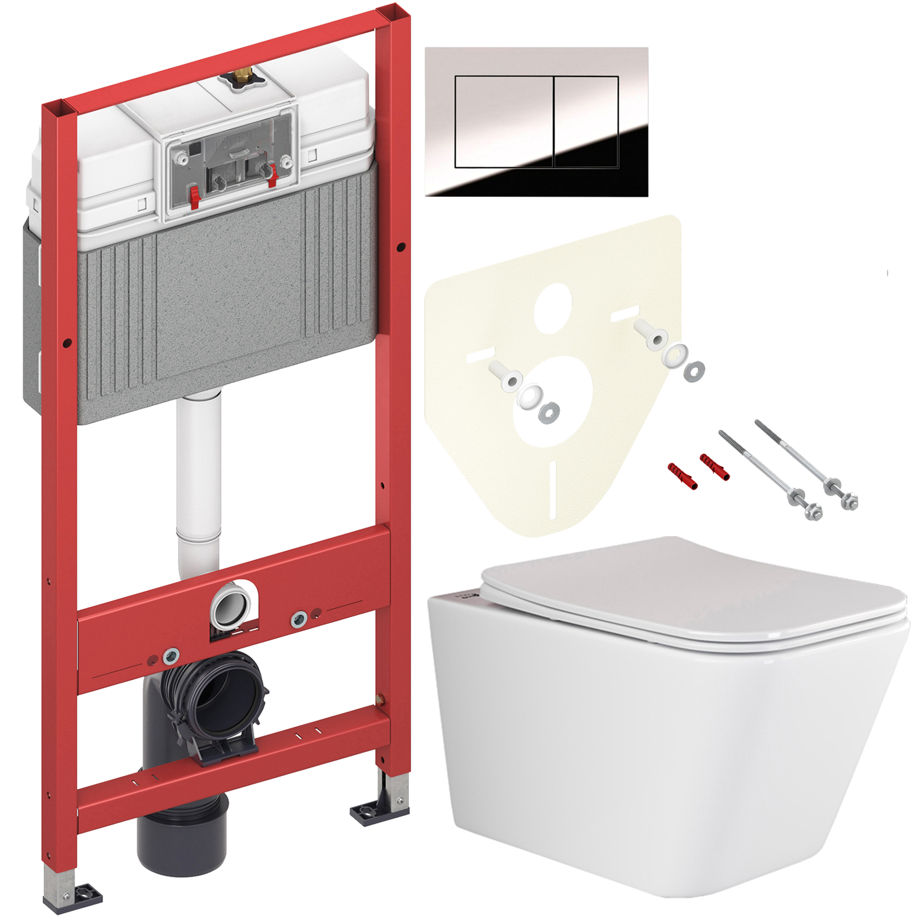 Комплект 2 в 1 Унитаз подвесной Ceramicanova Metric CN3007 + Инсталляция с кнопкой TECE Now 9400412