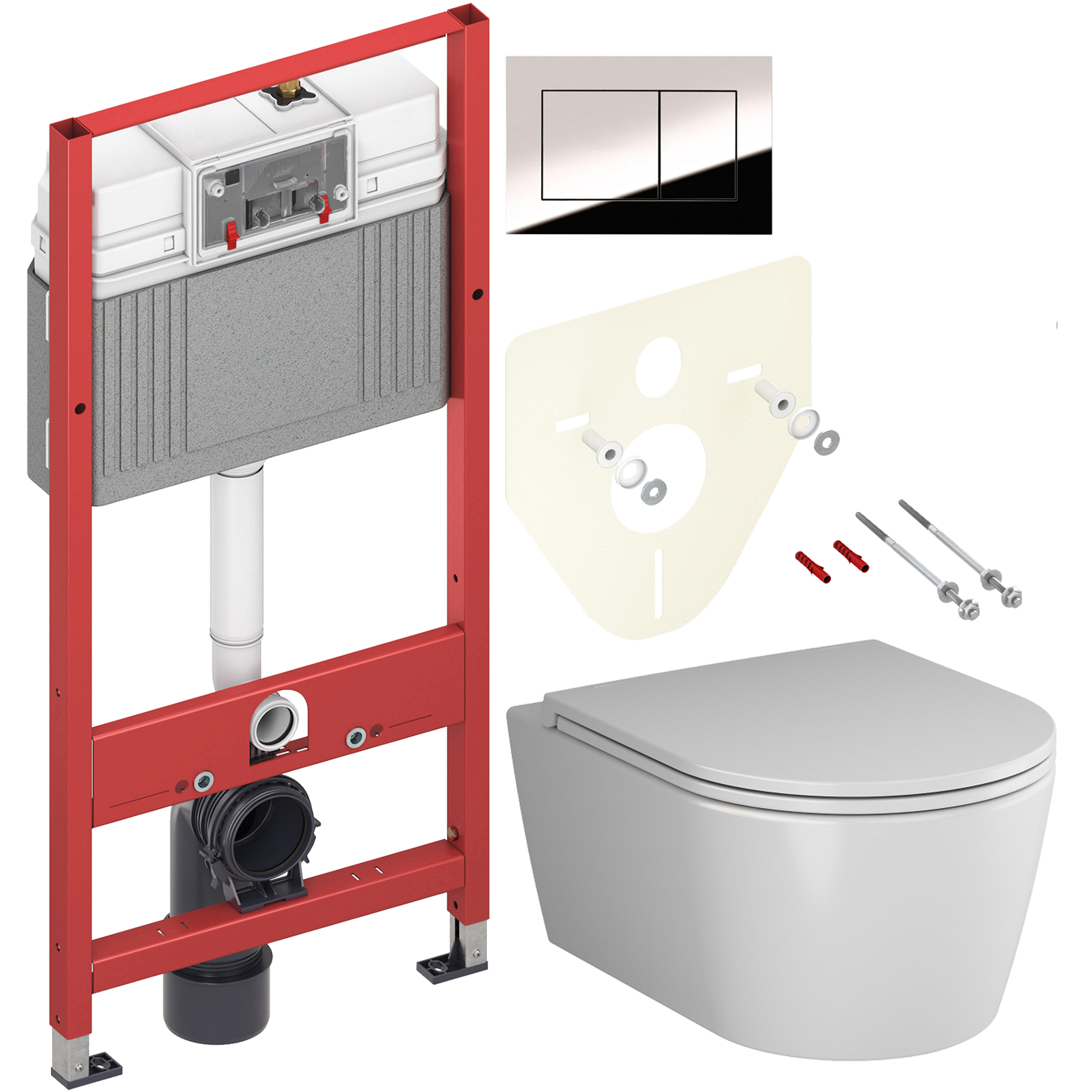 Комплект 2 в 1 Унитаз подвесной AM.PM Func C8F1700SC + Инсталляция с кнопкой TECE Now 9400412