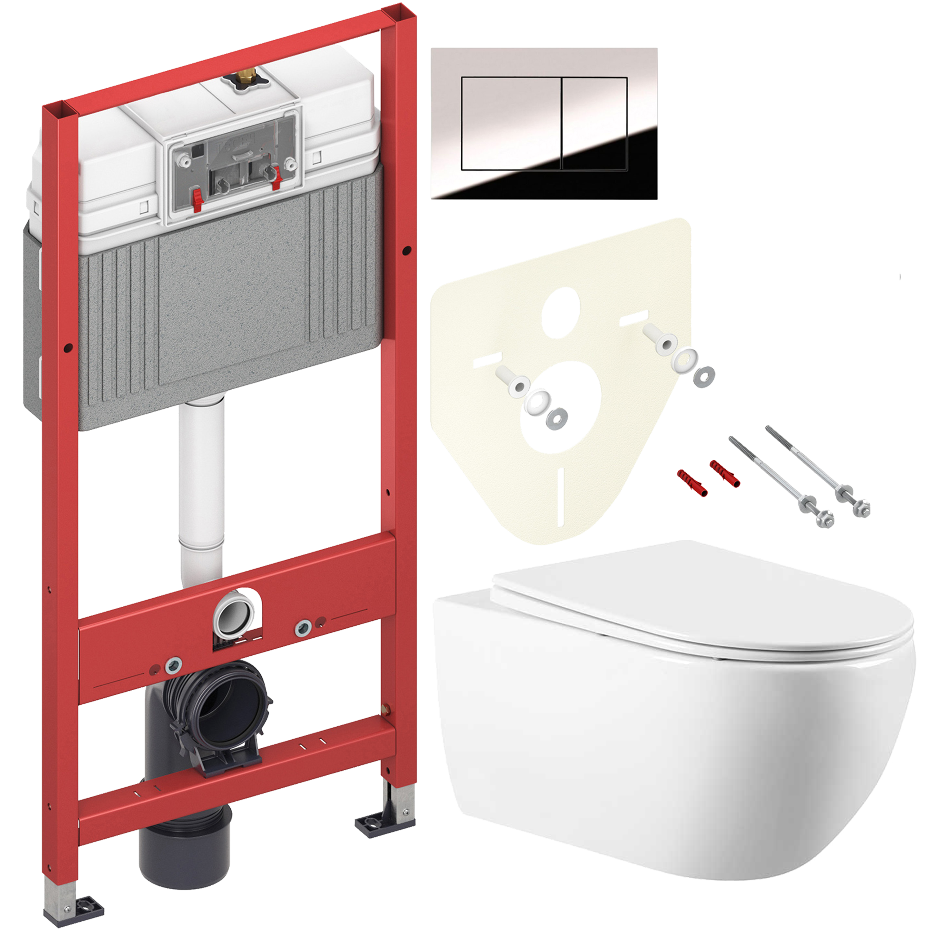 Комплект 2 в 1 Унитаз подвесной Vincea Evo VT1-34 + Инсталляция с кнопкой TECE Now 9400412