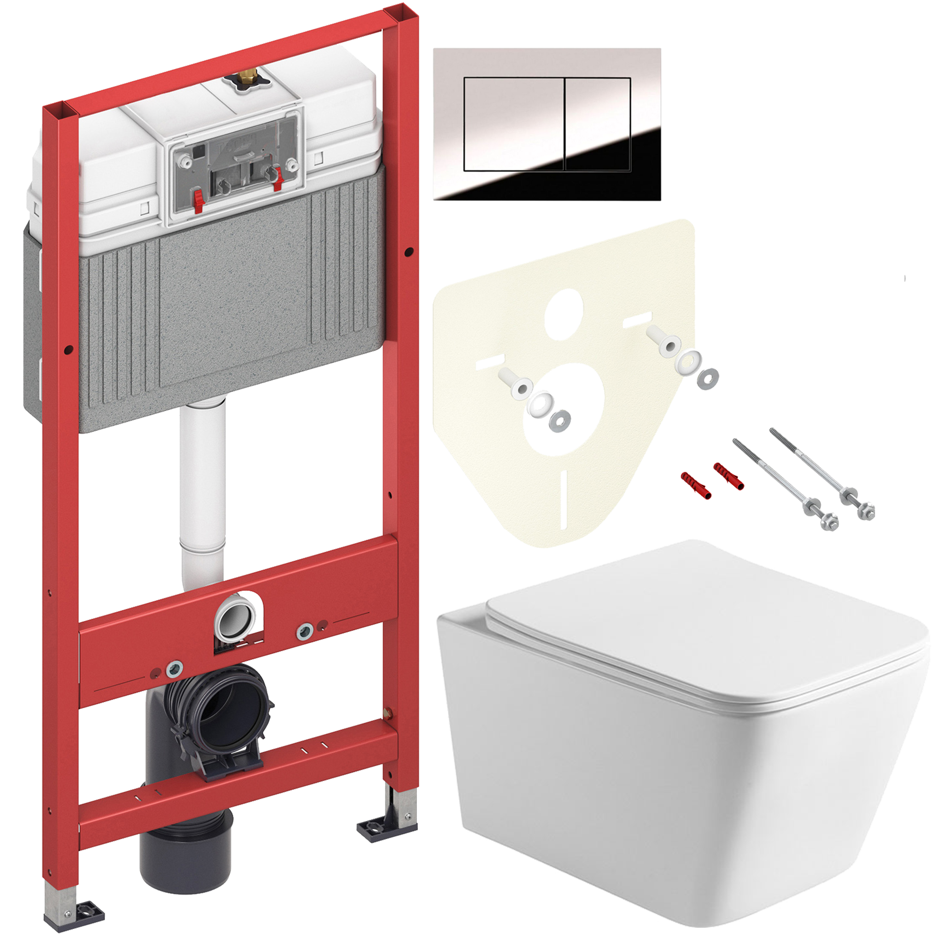 Комплект 2 в 1 Унитаз подвесной Vincea Q-Line VT1-12 + Инсталляция с кнопкой TECE Now 9400412