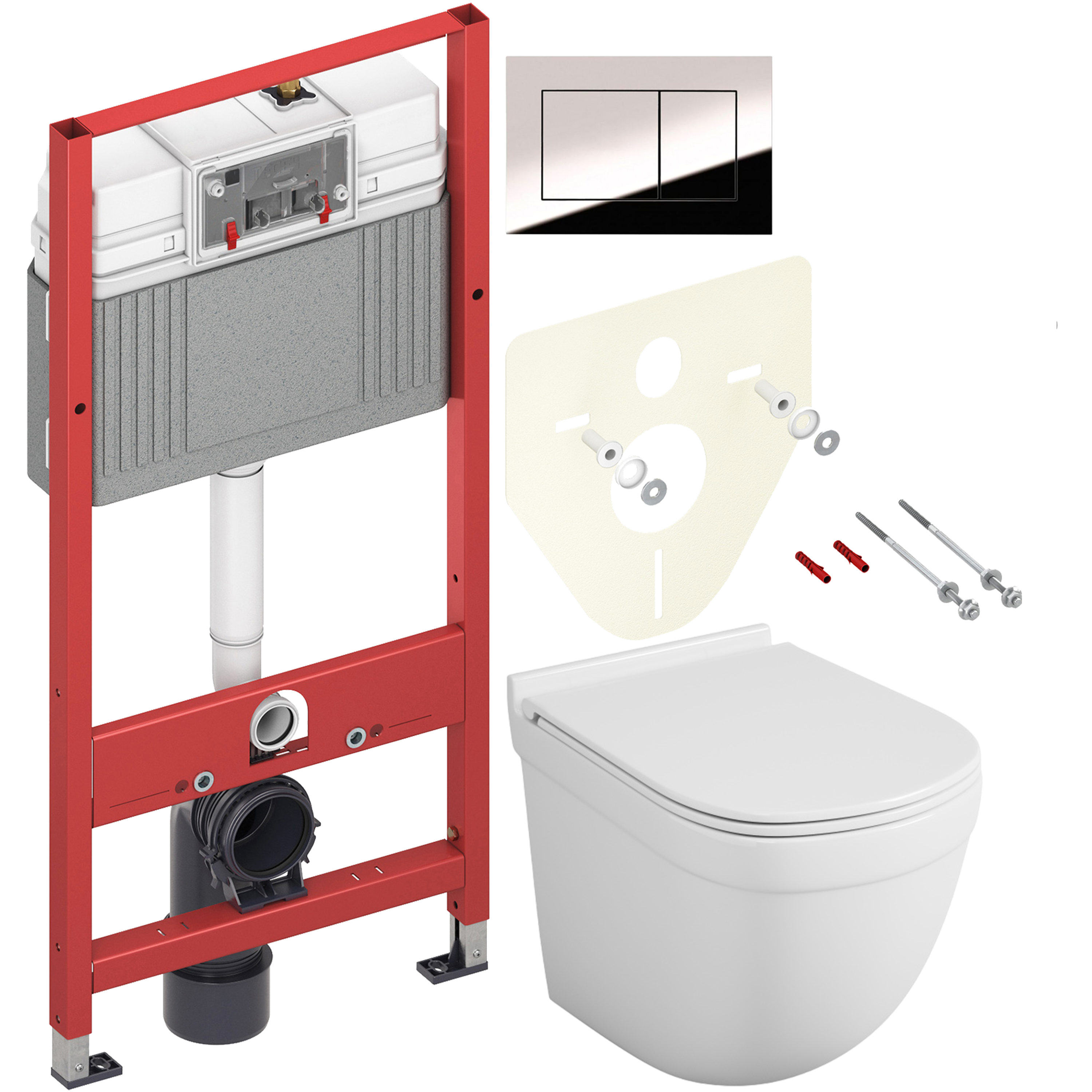 Комплект 2 в 1 Унитаз подвесной Owl 1975 Eld TOWLT190101 + Инсталляция с кнопкой TECE Now 9400412