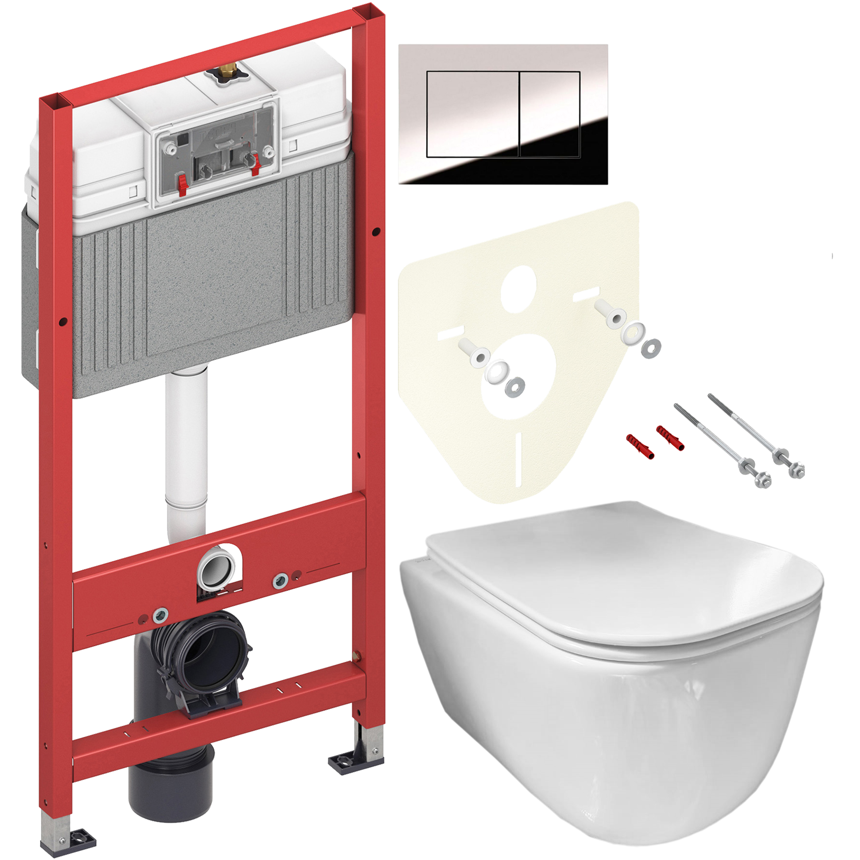 Комплект 2 в 1 Унитаз подвесной Ceramicanova New Day CN3005 + Инсталляция с кнопкой TECE Now 9400412