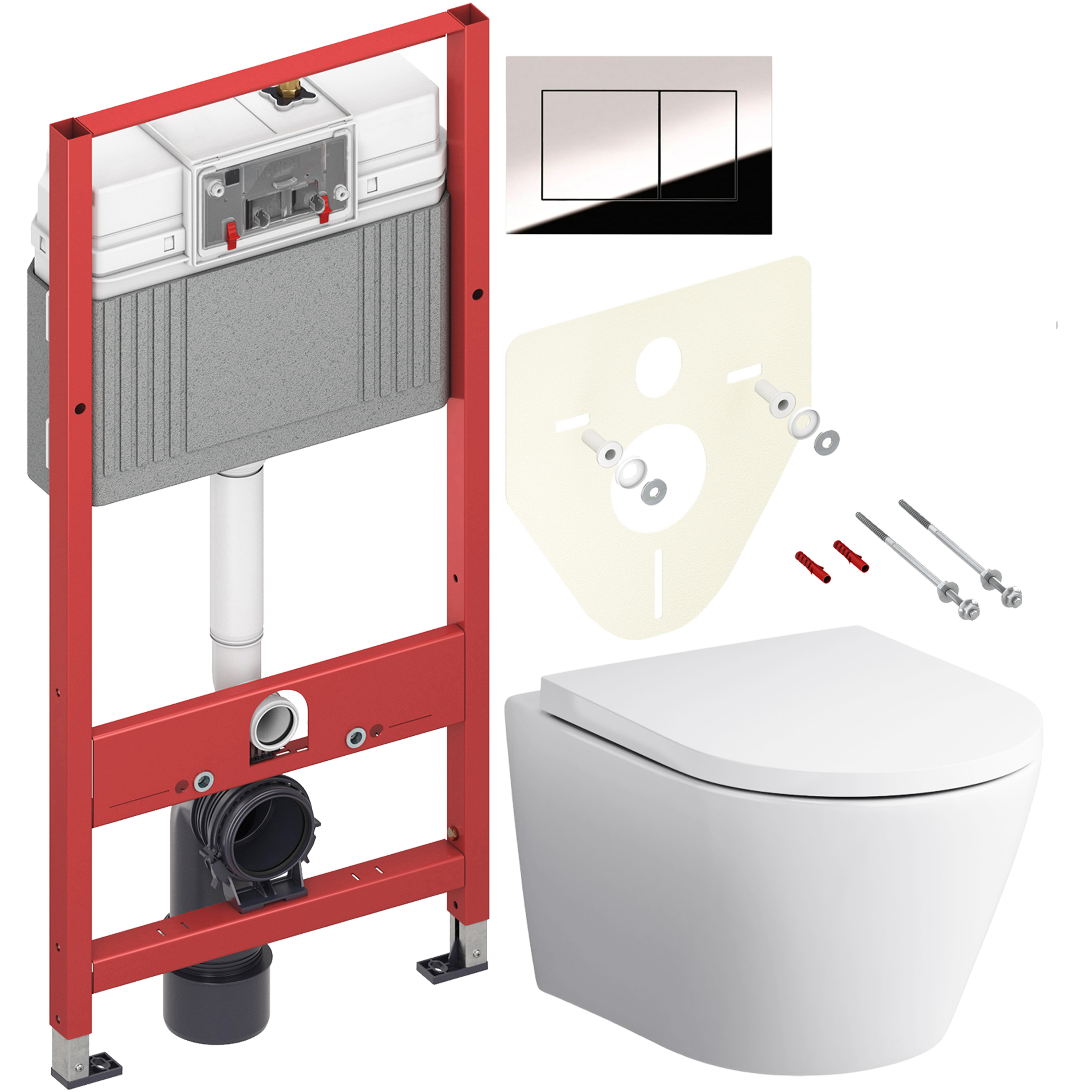 Комплект 2 в 1 Унитаз подвесной AM.PM Sense C741701SC + Инсталляция с кнопкой TECE Now 9400412