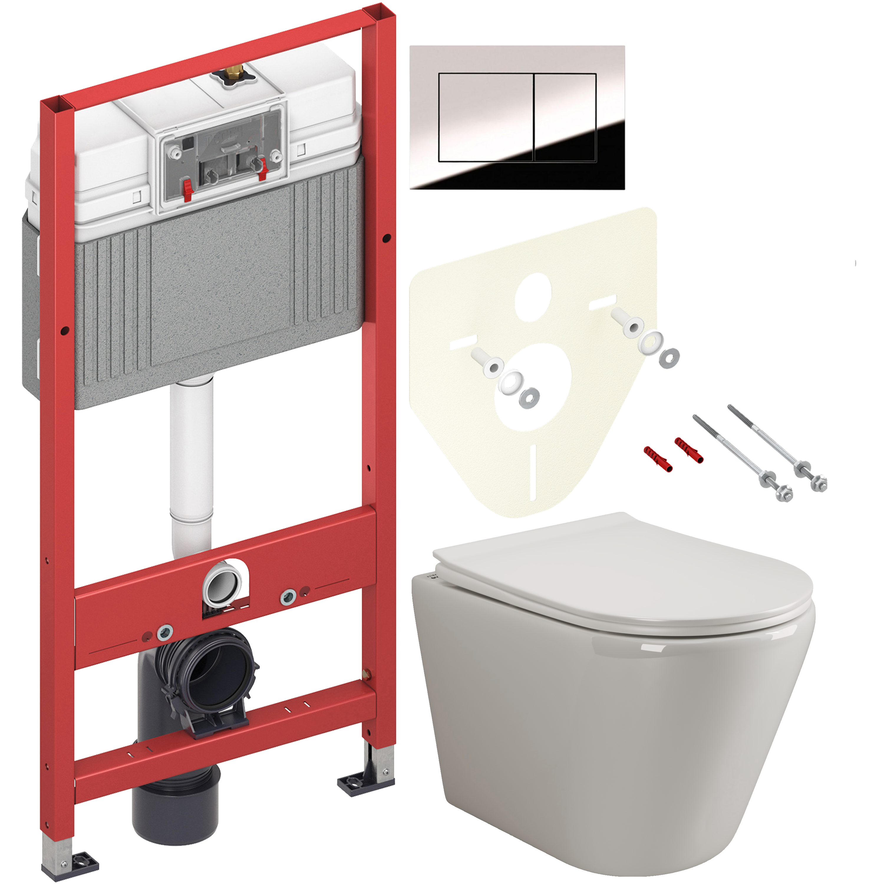 Комплект 2 в 1 Унитаз подвесной Ceramicanova Highlight Rimless CN1804 + Инсталляция с кнопкой TECE Now 9400412