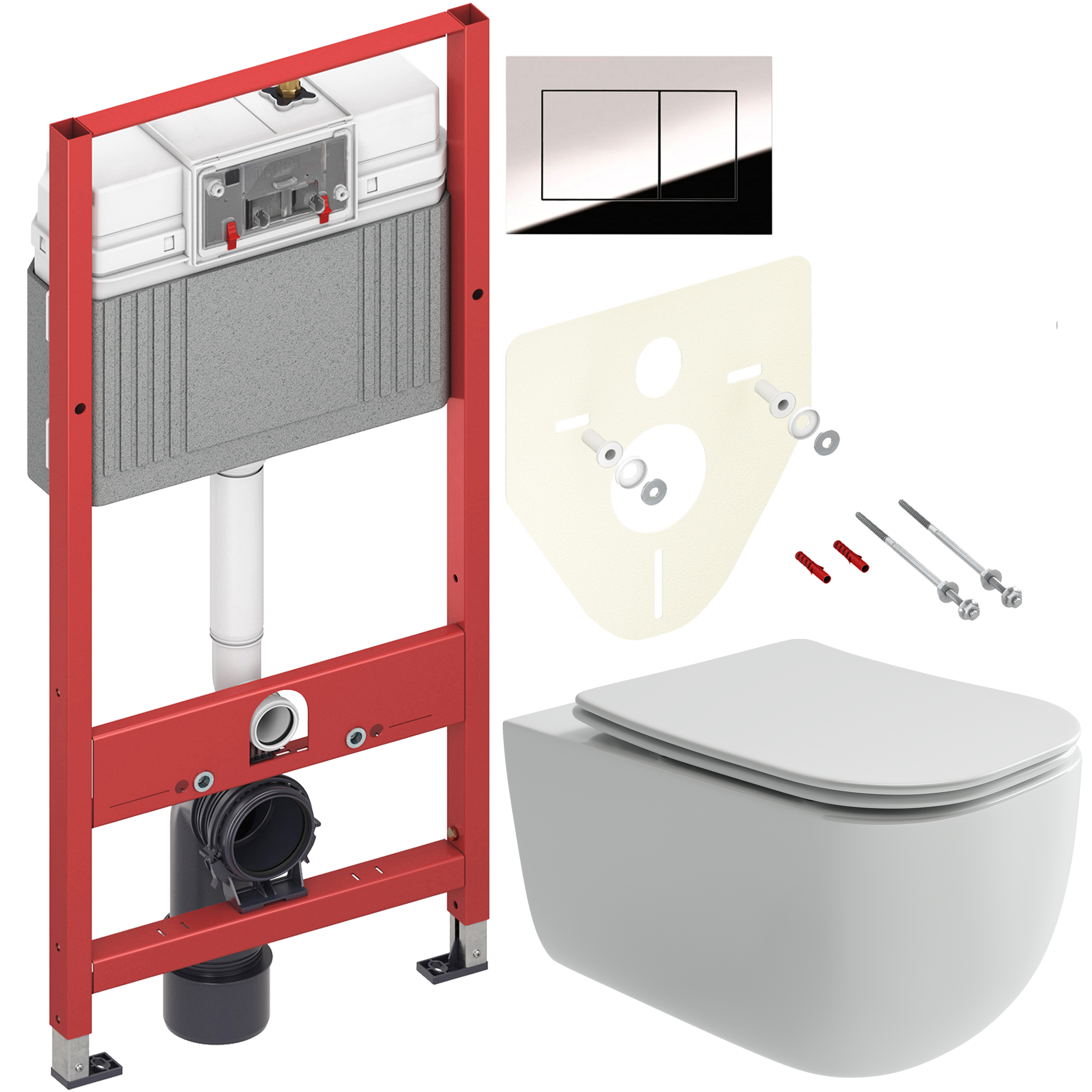 Комплект 2 в 1 Унитаз подвесной Ceramicanova Noel CN3013 + Инсталляция с кнопкой TECE Now 9400412