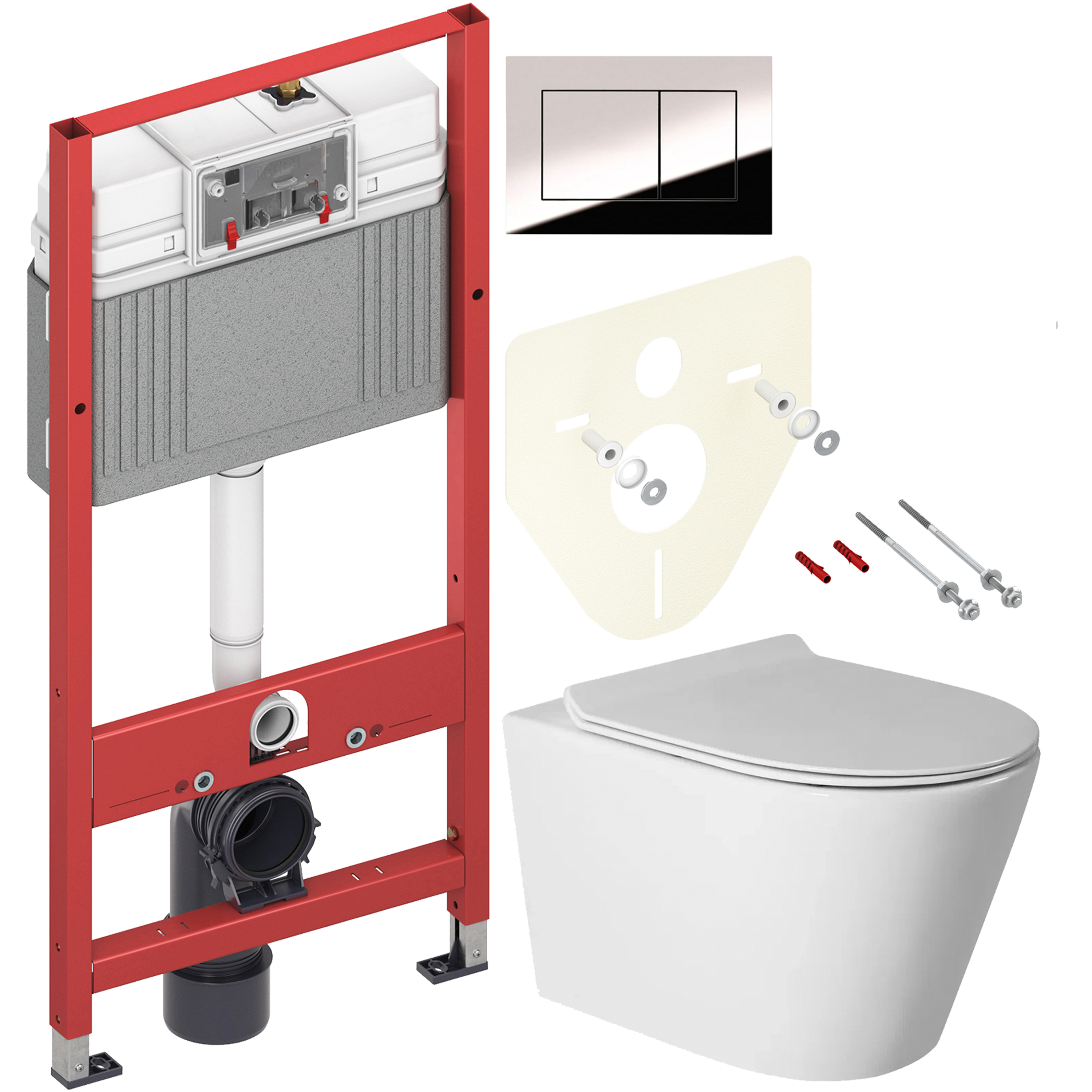 Комплект 2 в 1 Унитаз подвесной BOND Oval F03-10 + Инсталляция с кнопкой TECE Now 9400412