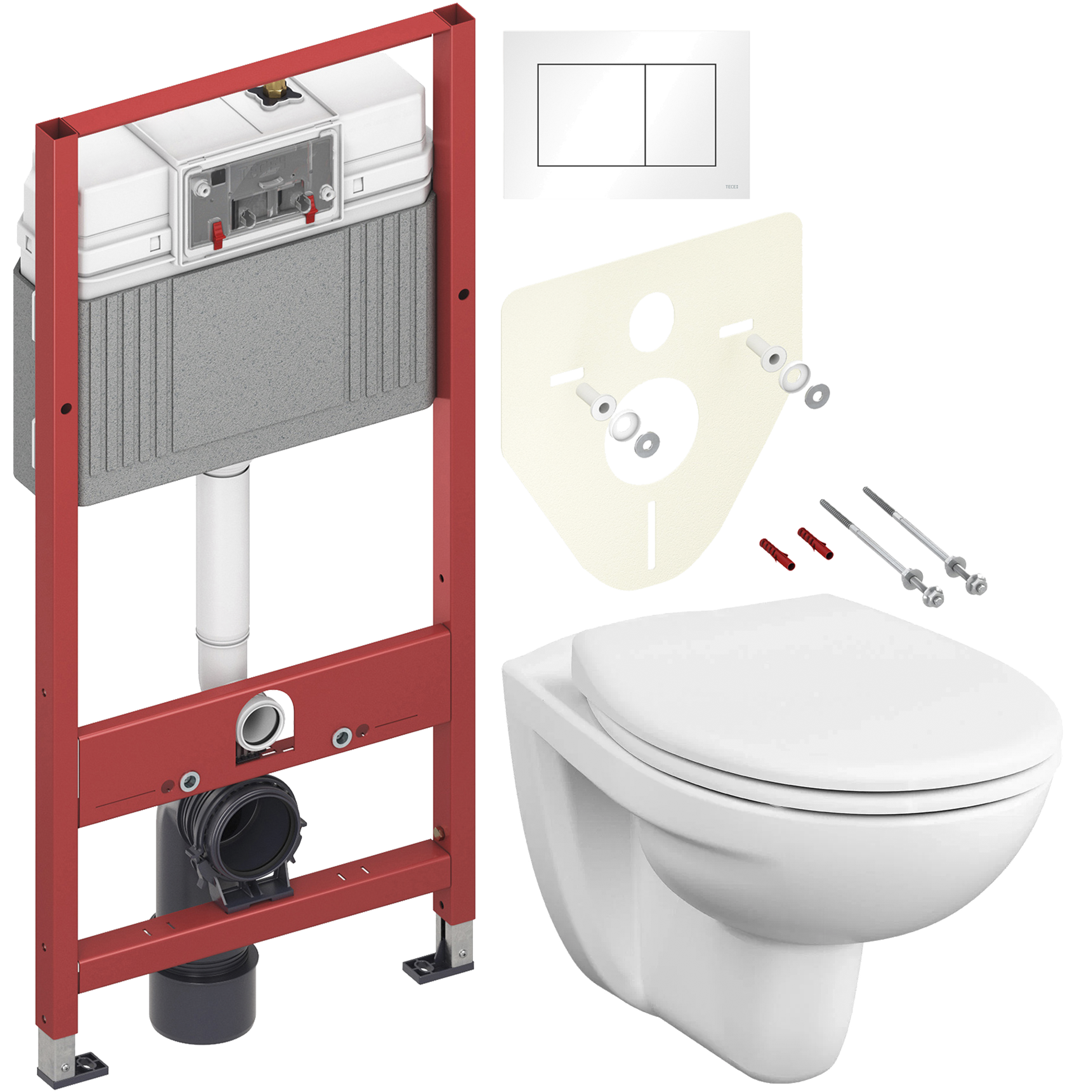 Комплект 3 в 1 Унитаз подвесной VitrA S10 7855B003-0075 + Сиденье S20 84-003-019 + Инсталляция с кнопкой TECE Base 9400413