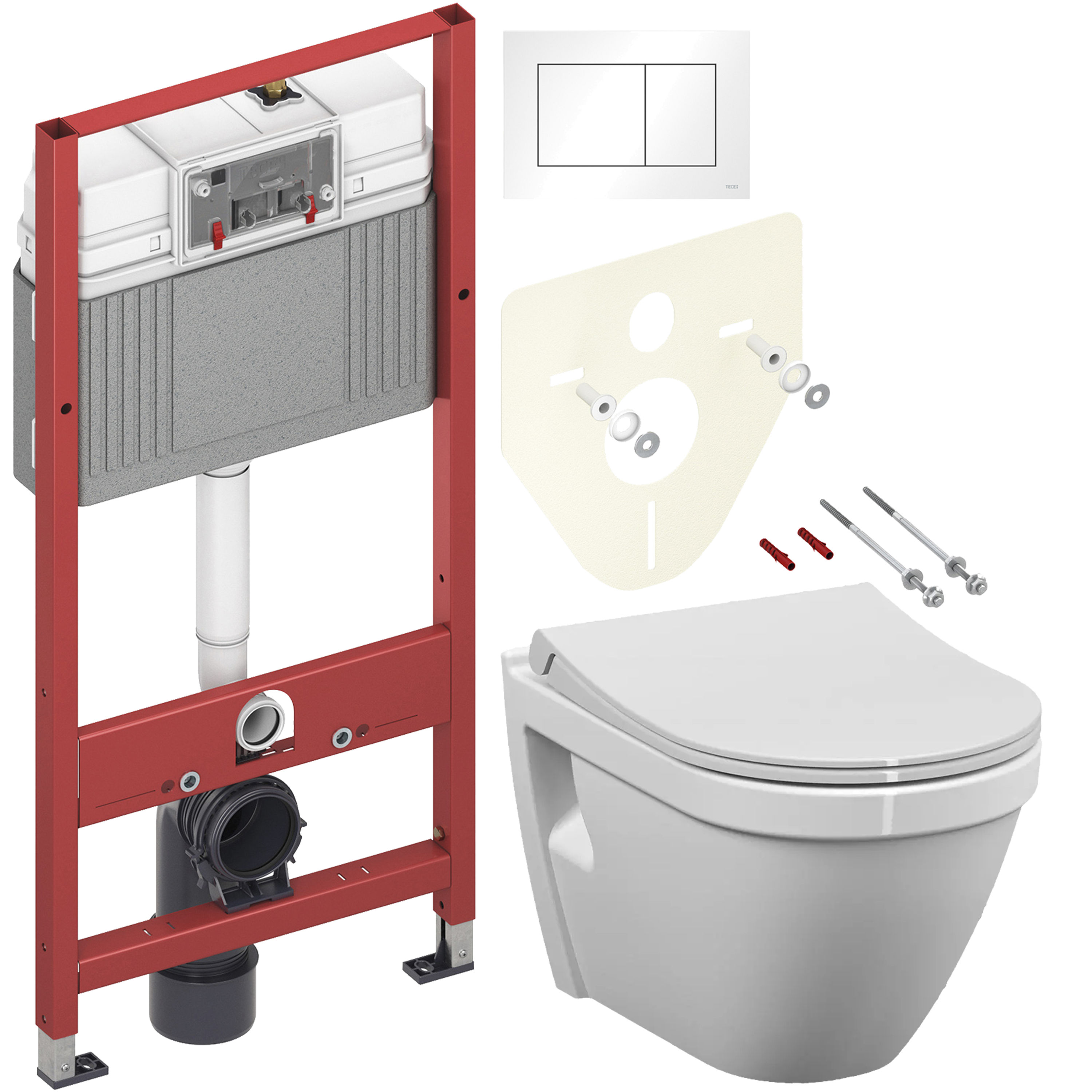 Комплект 3 в 1 Унитаз подвесной VitrA S50 7740B003-0075 + Сиденье 110-003-019 + Инсталляция с кнопкой TECE Base 9400413 цвет белый