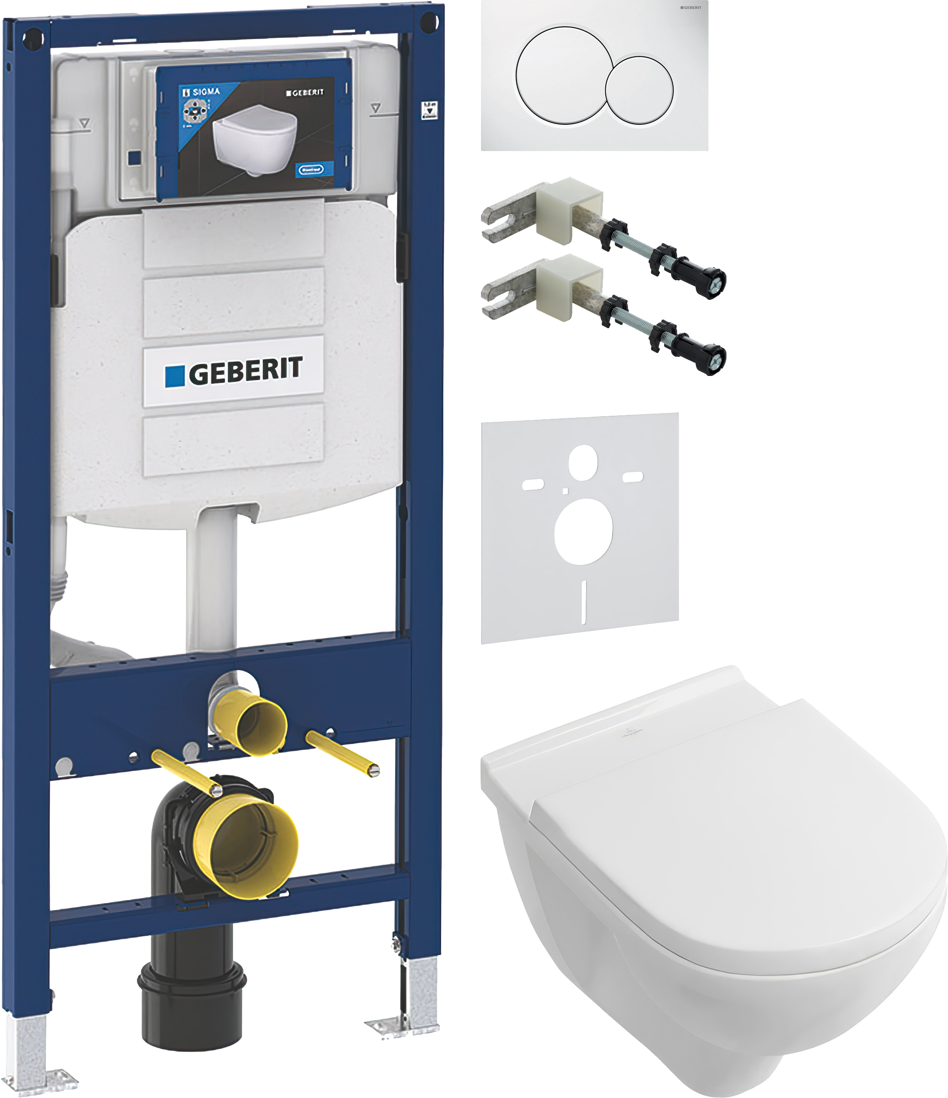 Комплект 5 в 1 Унитаз подвесной Villeroy & Boch O.Novo 5660HR01 + Крепления Geberit Duofix 111.815.00.1 к стене + Звукоизоляция 156.050.00.1 + Инсталляция UP 320 111.300.00.5 (111.950.00.6) + Кнопка Sigma 01 115.770.11.5 цвет белый