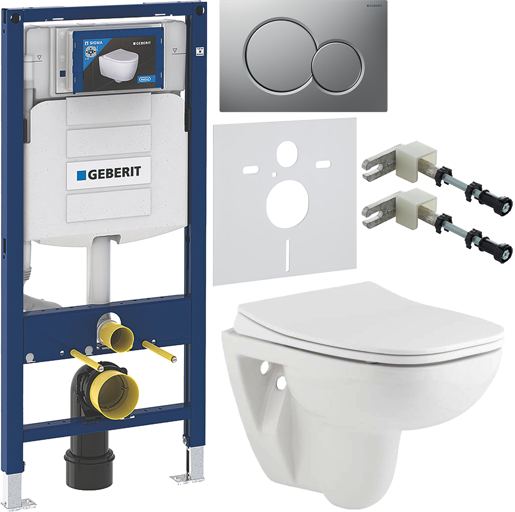 Комплект 6 в 1 Унитаз подвесной Seramiksan Petite A101002H + Сиденье AG50006 + Инсталляция Geberit Duofix 111.300.00.5 + Кнопка Sigma 01 115.770.JQ.5 + Крепления 111.815.00.1 + Звукоизоляция 156.050.00.1