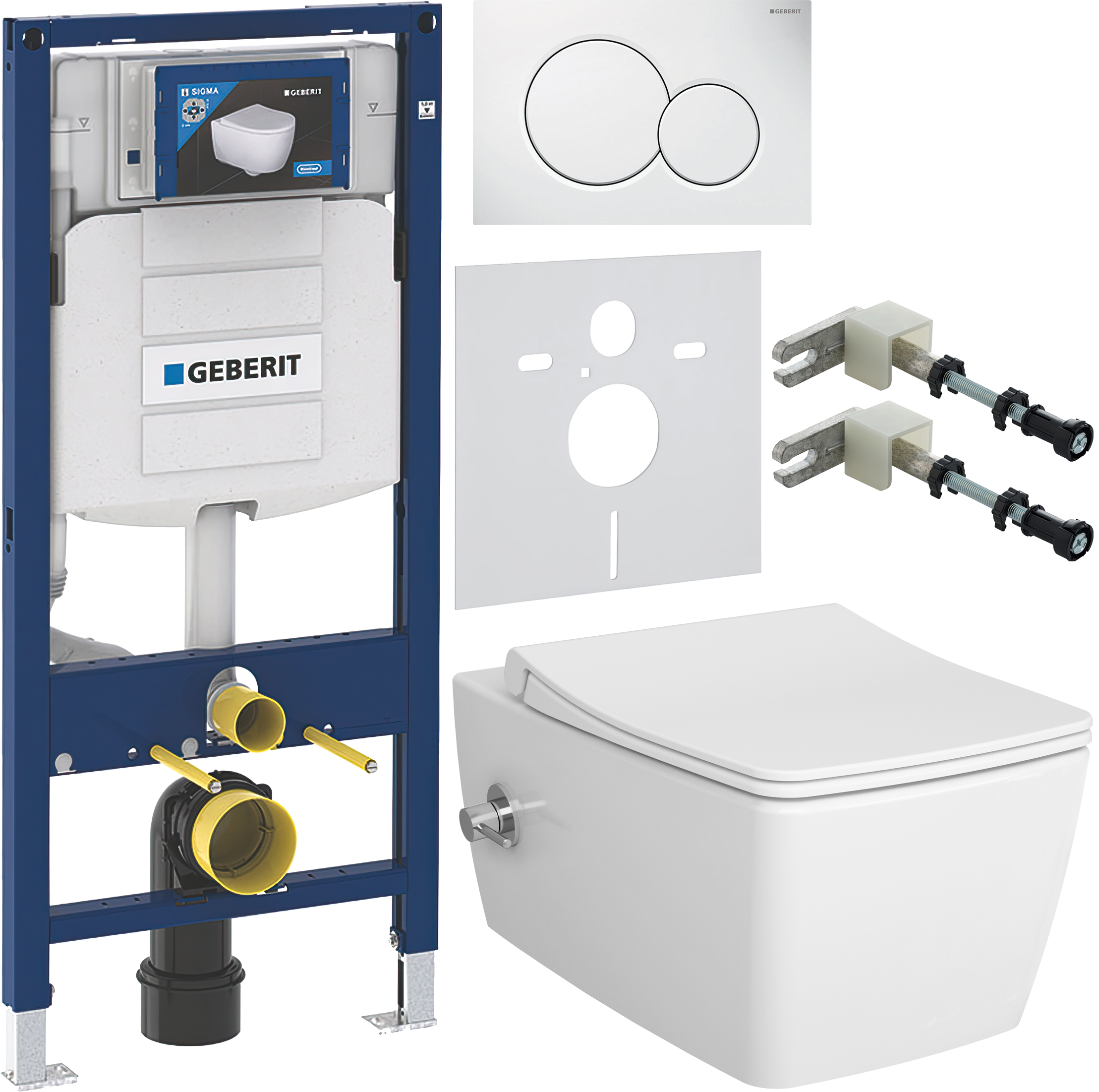 Комплект 6 в 1 Унитаз подвесной VitrA Metropole 7672B003-1684 с функцией биде + Сиденье 122-003-009 с микролифтом, белая + Инсталляция Geberit Duofix UP 320 111.300.00.5 (111.950.00.6) + Кнопка Sigma 01 115.770.11.5 цвет белый + Крепления 111.815.00.1 к с