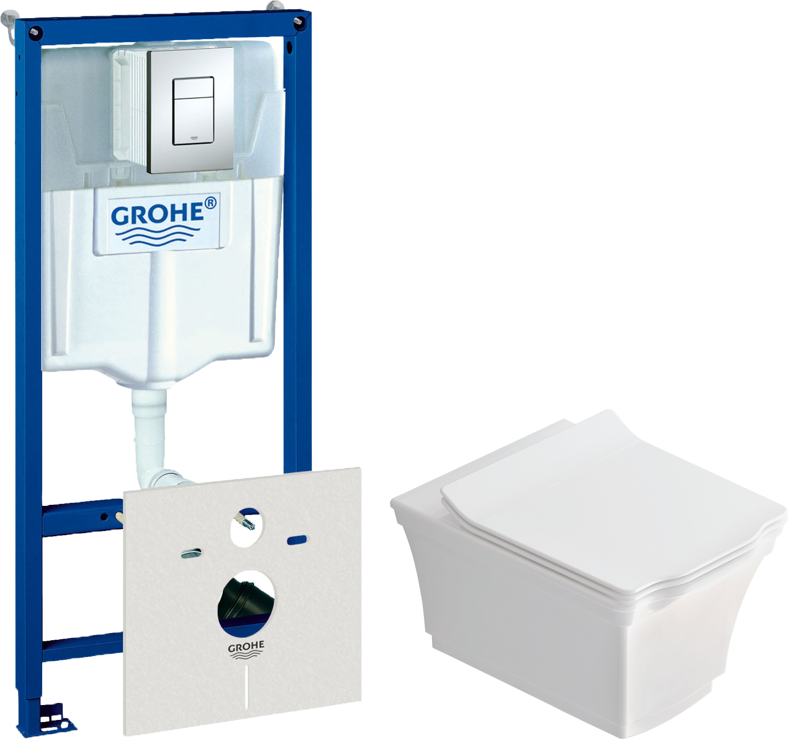 Комплект  Унитаз подвесной STWORKI Хадстен SETK3304-0616-001-1-6000 с микролифтом + Система инсталляции для унитазов Grohe Rapid SL 38772001, 3 в 1 с