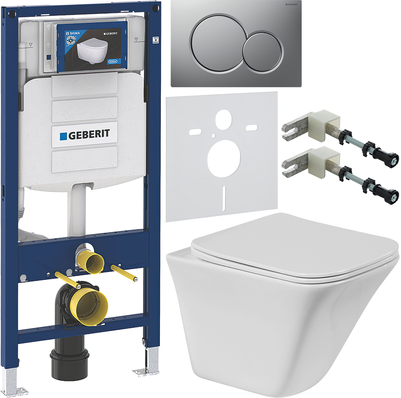 Комплект 6 в 1 Унитаз подвесной BelBagno Marmi BB052CHR + Сиденье BB052SC с микролифтом + Инсталляция Geberit Duofix UP 320 111.300.00.5 (111.950.00.6) + Кнопка Sigma 01 115.770.JQ.5 цвет матовый хром + Крепления 111.815.00.1 к стене + Звукоизоляция 156.0