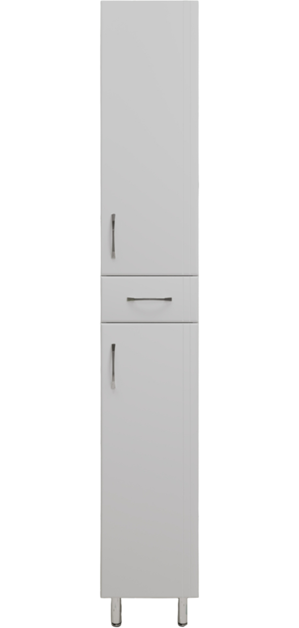 Шкаф-пенал для ванной Style Line Эко Стандарт 30 напольный, с бельевой корзиной, белый