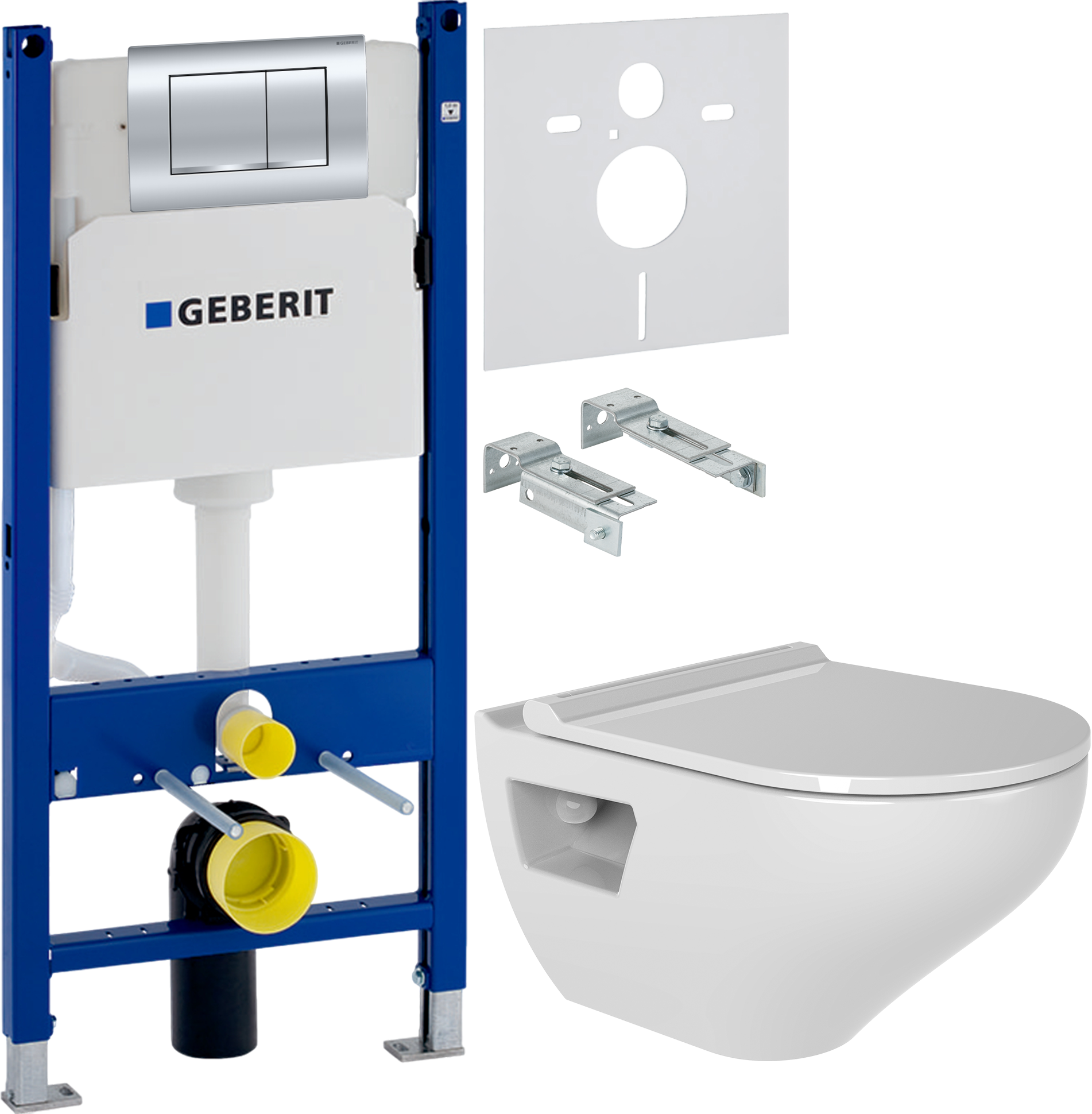 Комплект 3 в 1 Унитаз подвесной Bien Ion IOKA050N2VP1W5000 + Инсталляция с кнопкой Geberit Duofix Delta 458.163.21.1 цвет хром + Звукоизоляция 156.050.00.1