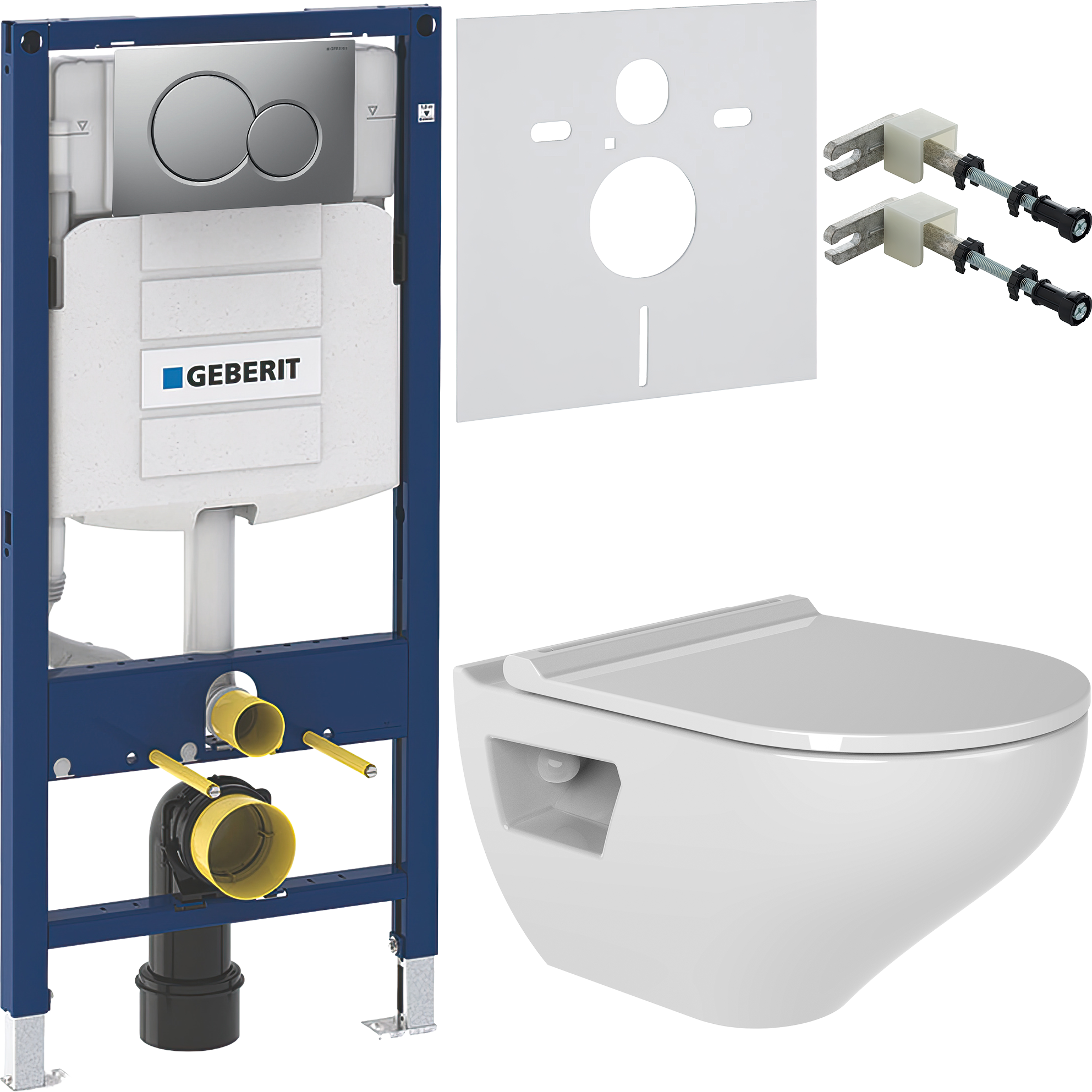 Комплект 5 в 1 Унитаз подвесной Bien Ion IOKA050N2VP1W5000 + Крепления Geberit Duofix 111.815.00.1 к стене + Звукоизоляция 156.050.00.1 + Инсталляция UP 320 111.300.00.5 (111.950.00.6) + Кнопка Sigma 01 115.770.JQ.5 цвет матовый хром