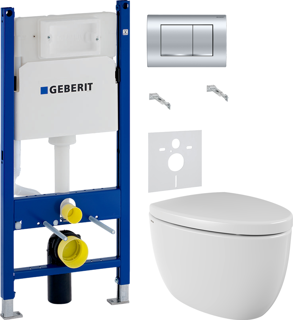 Комплект 4 в 1 Унитаз подвесной BOCCHI Etna белый + Сиденье белая, с микролифтом + Инсталляция с кнопкой Geberit Duofix Delta 458.163.21.1 цвет хром + Звукоизоляция 156.050.00.1