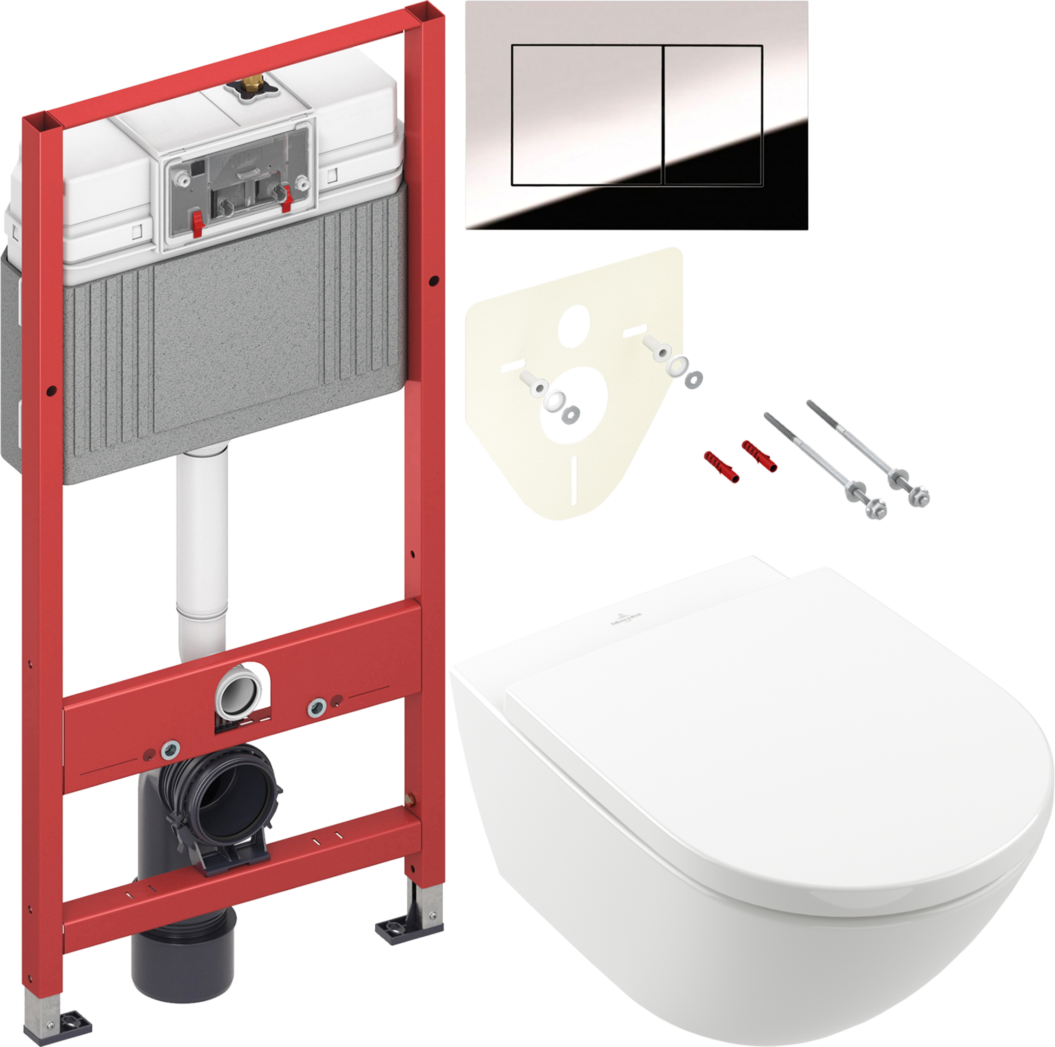 Комплект 2 в 1 Унитаз подвесной Villeroy & Boch Subway 3.0 4670TS01 + Инсталляция с кнопкой TECE Now 9400412