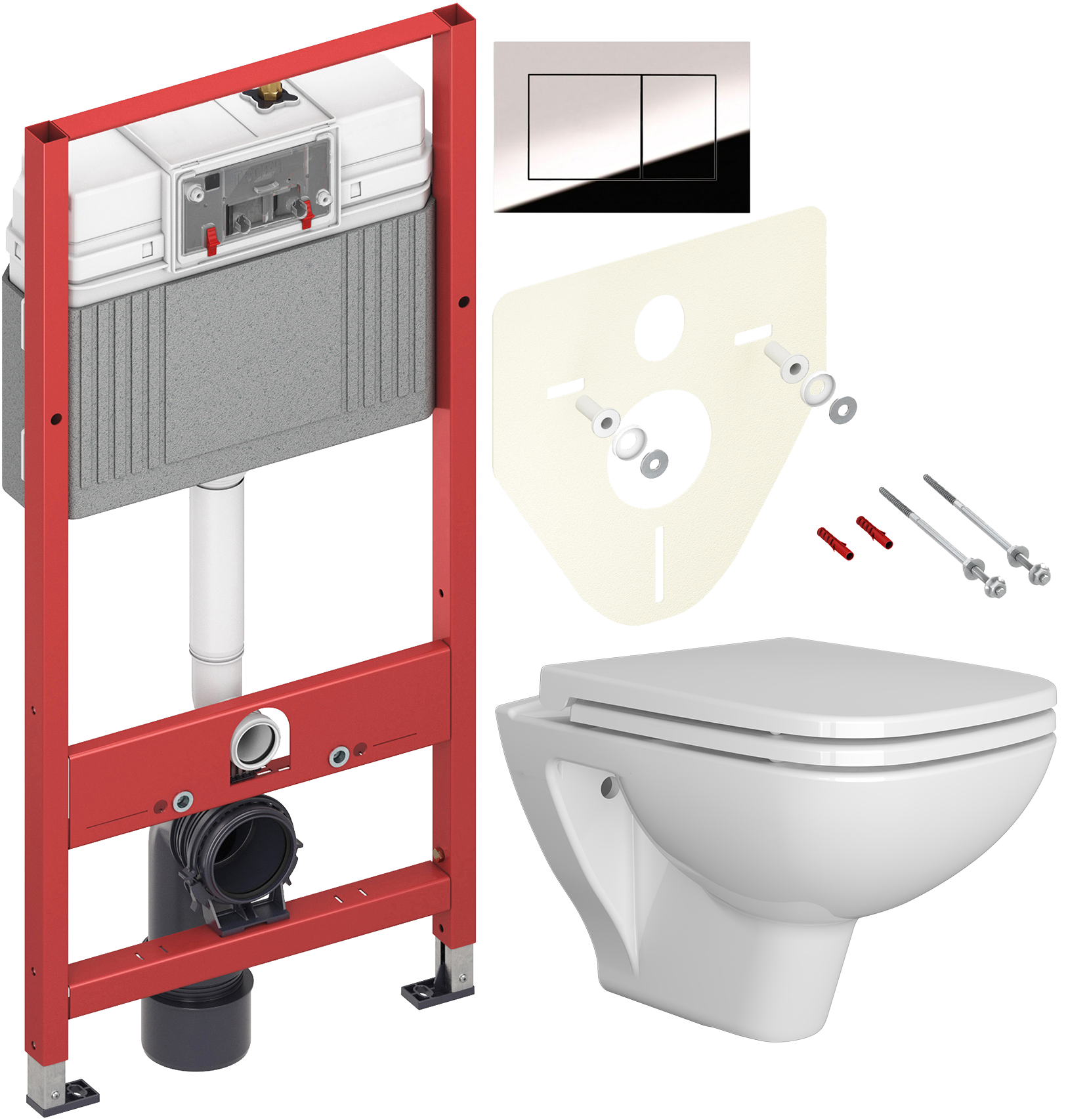 Комплект 3 в 1 Унитаз подвесной DIWO Сочи 7508N003-0079 + Сиденье 0344 + Инсталляция с кнопкой TECE Now 9400412