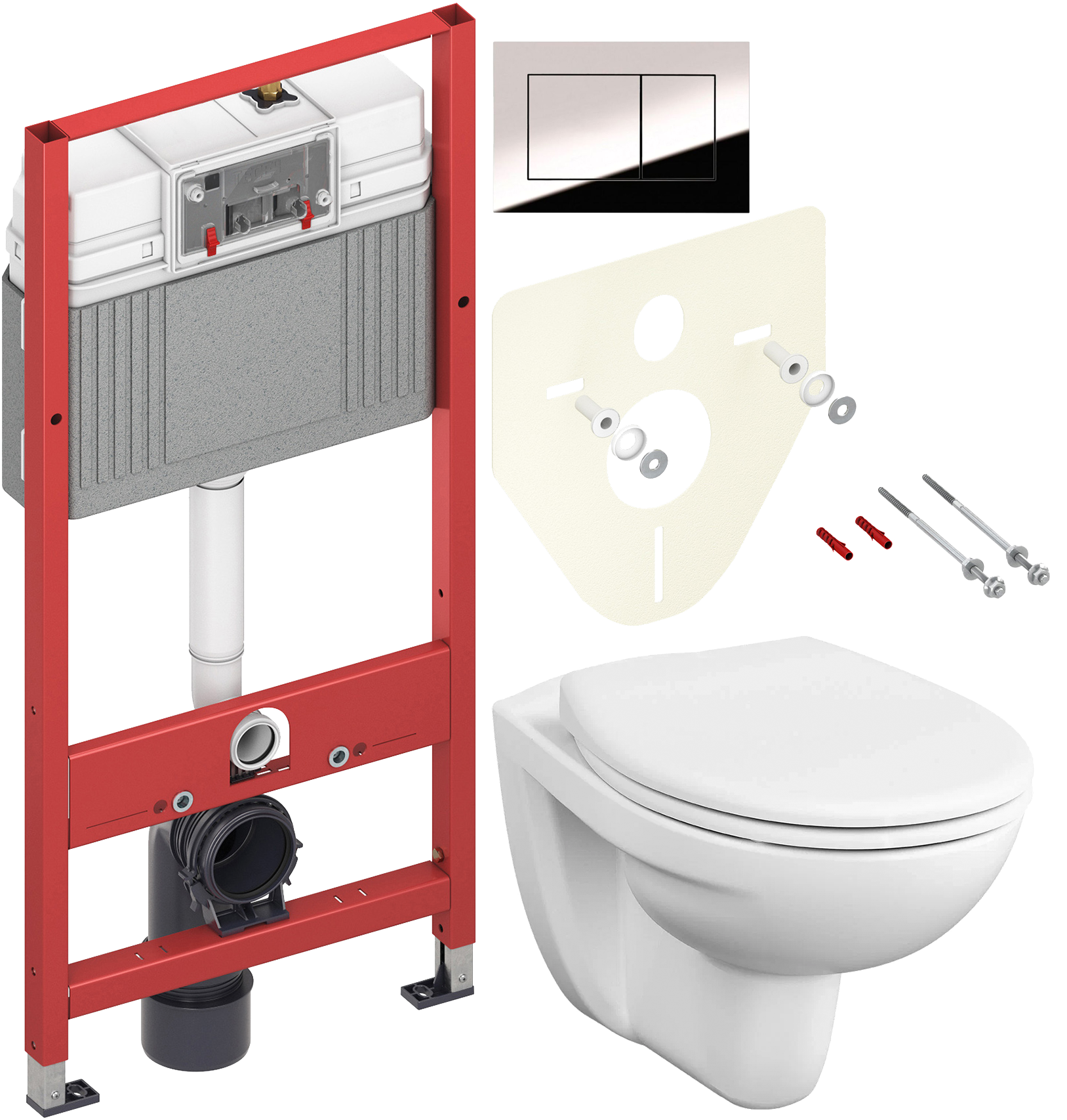 Комплект 3 в 1 Унитаз подвесной VitrA S10 7855B003-0075 + Сиденье S20 84-003-019 + Инсталляция с кнопкой TECE Now 9400412