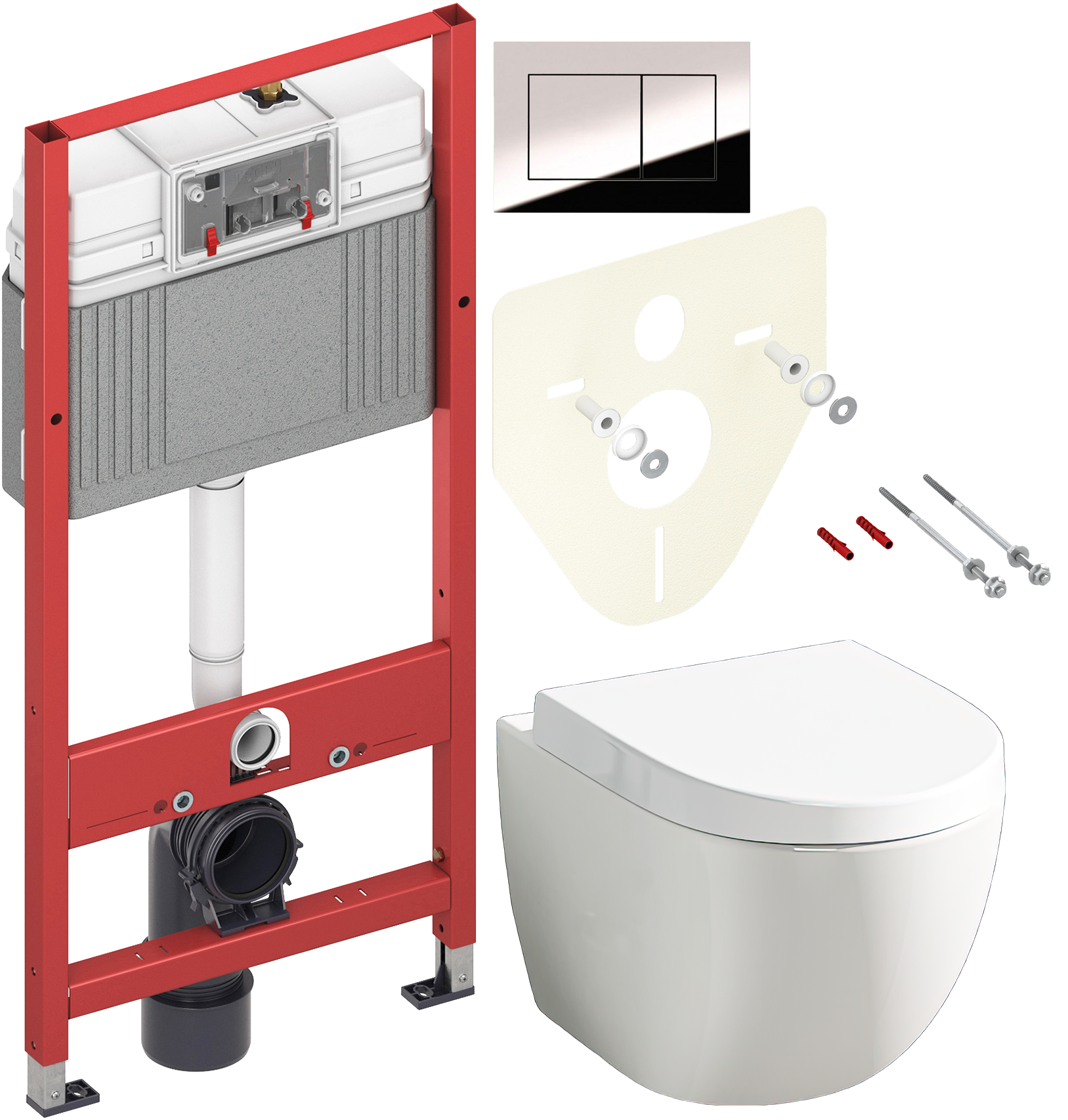 Комплект 3 в 1 Унитаз подвесной VitrA Sento 7748B003-0075 + Сиденье 86-003-009 + Инсталляция с кнопкой TECE Now 9400412